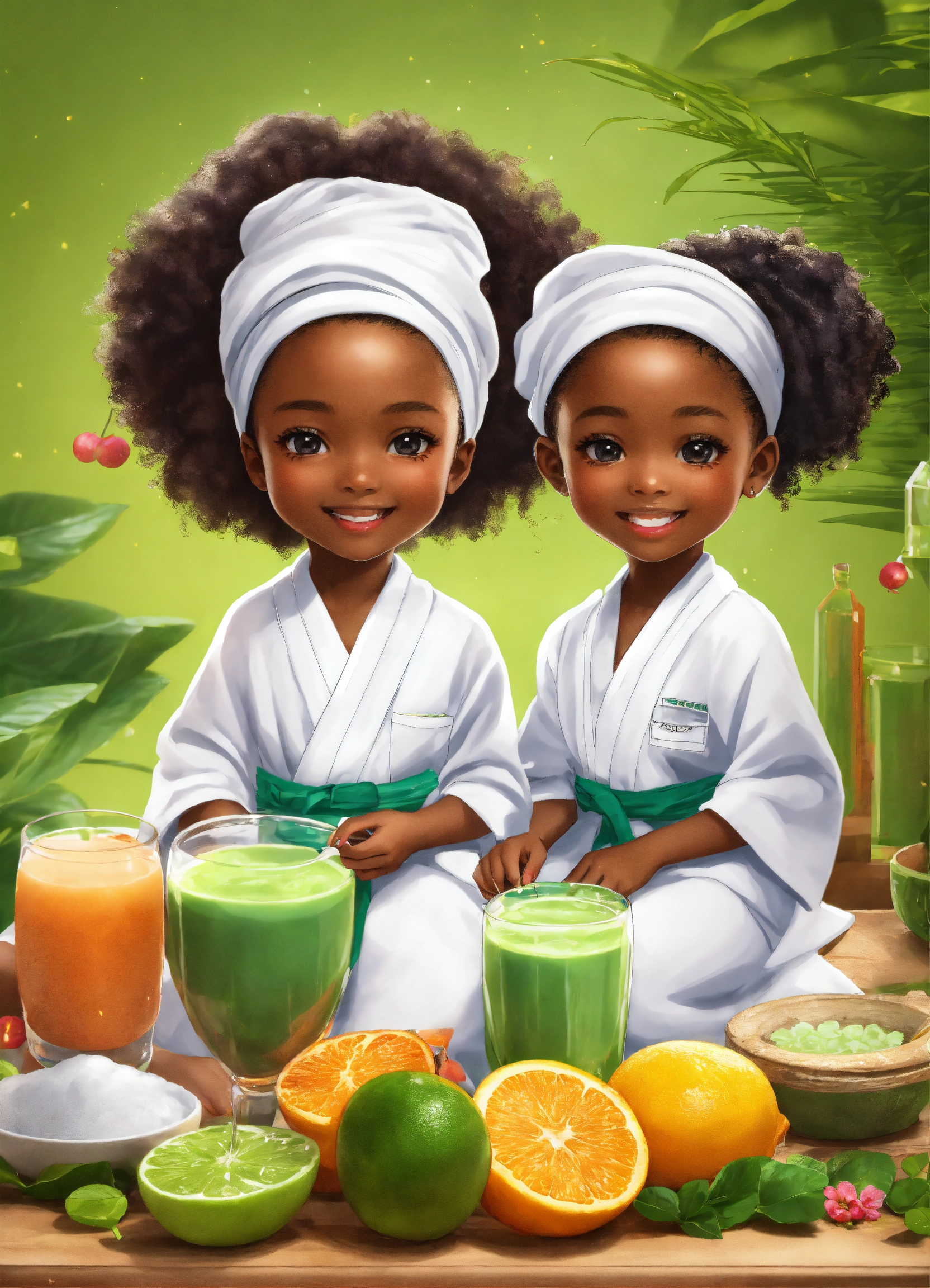 Lexica - Chibi, two young african american 6 year old girls in spa ...