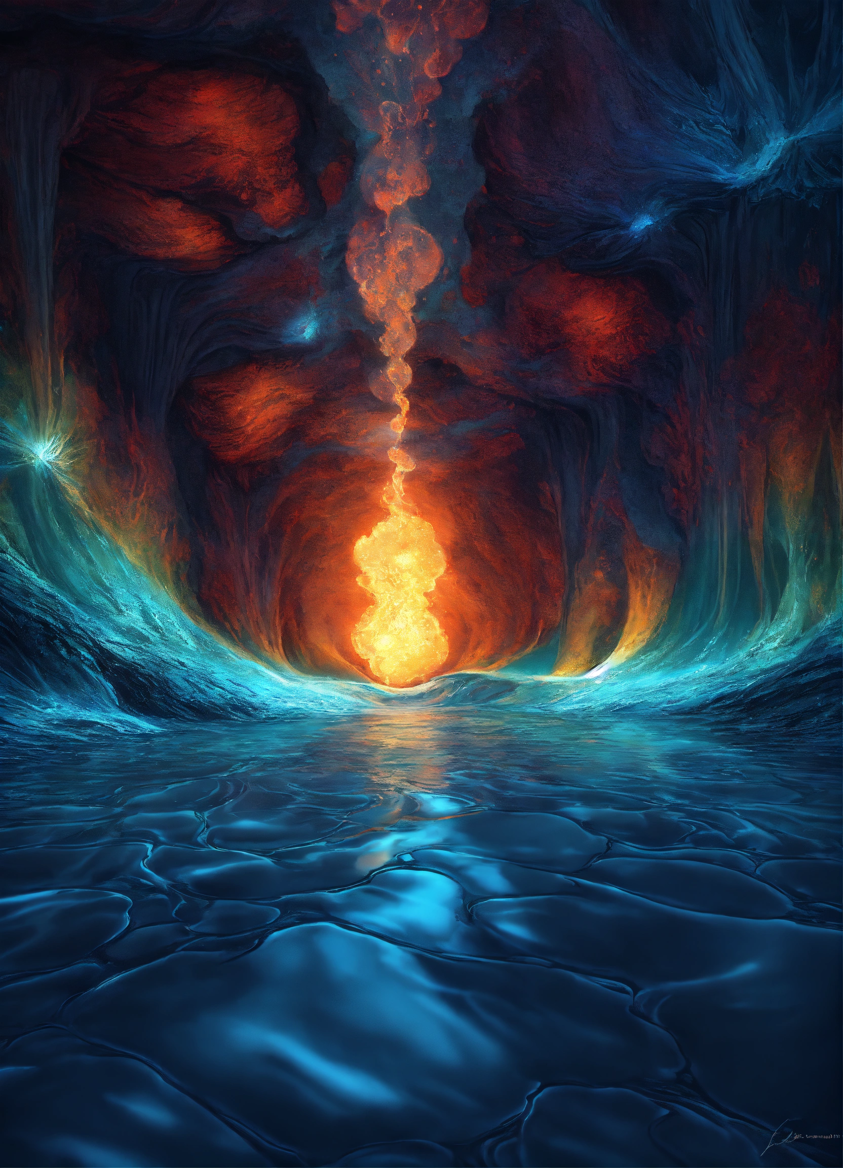 Lexica - Fractal, crystalized water, light rays, ink drops, lava flow.