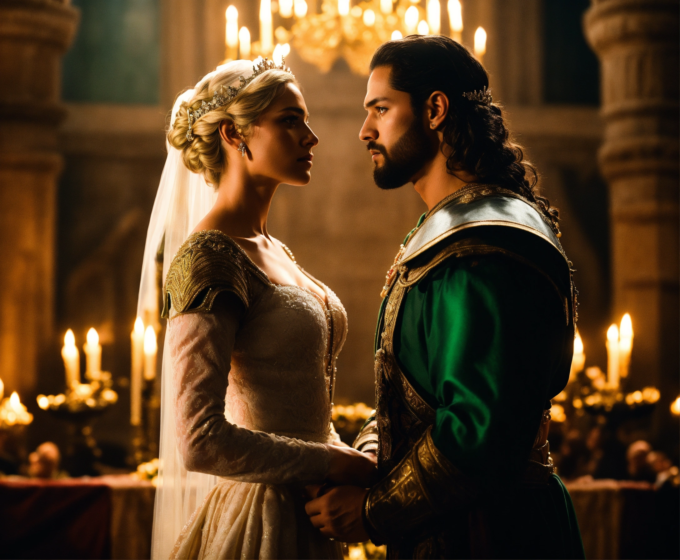 Lexica - A Latino spartan king and a blonde white queen stand in their ...