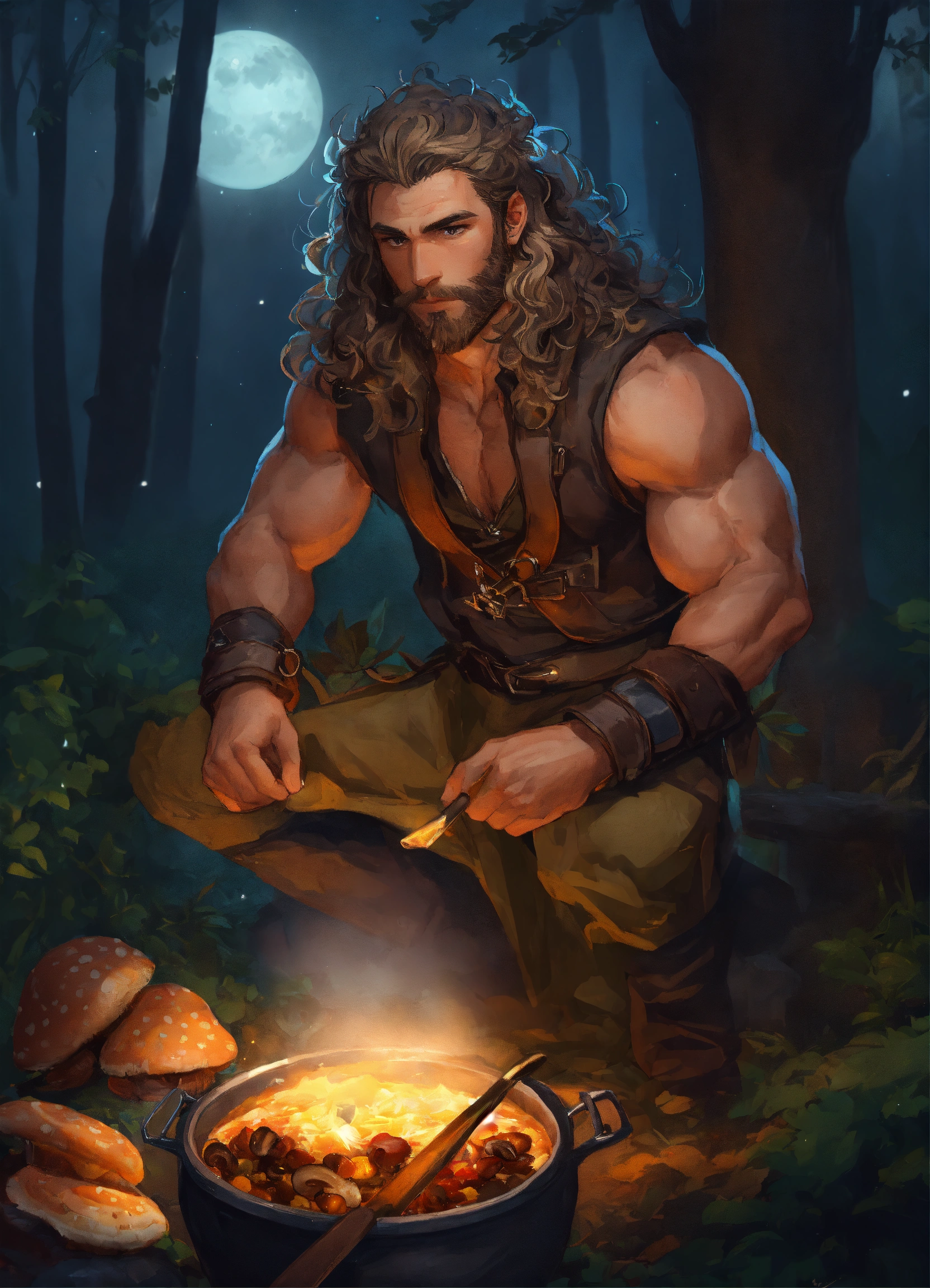 Lexica - Lithe, triathlete, 35 year old male druid with very long wild ...