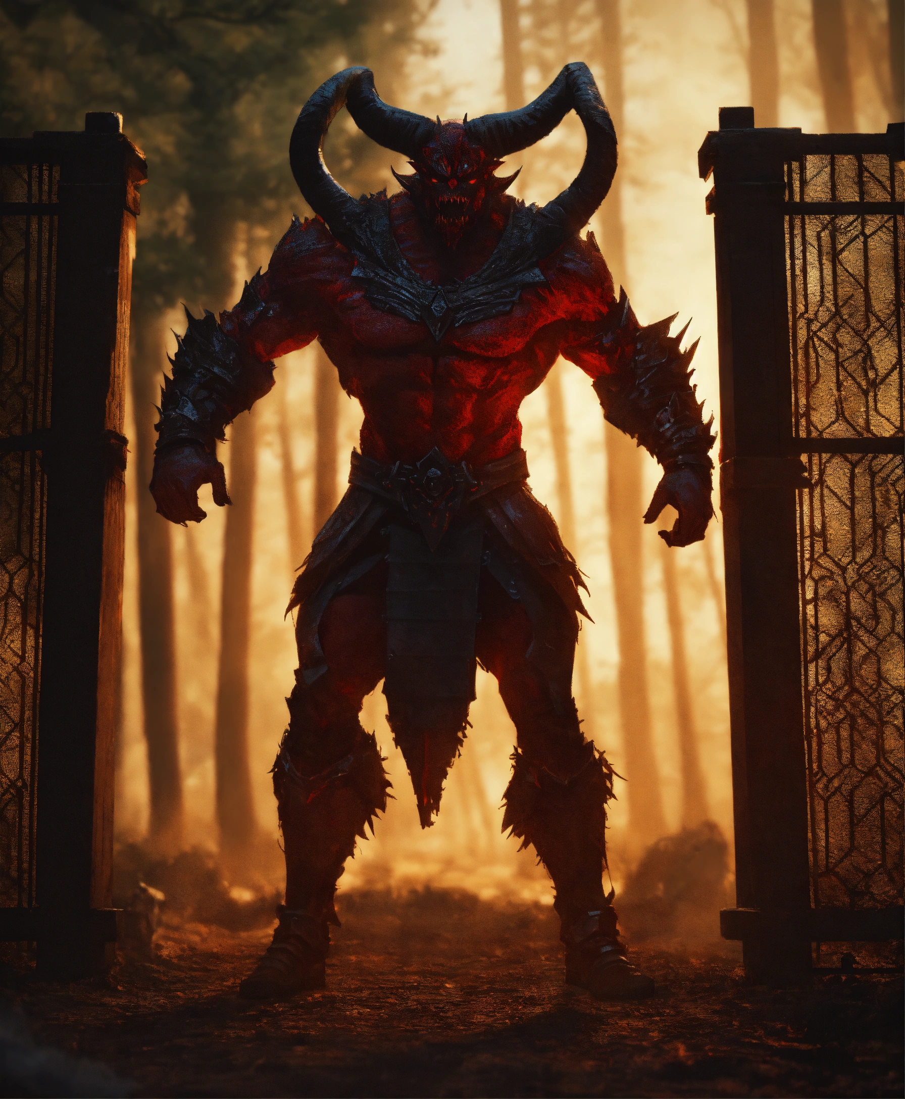 Lexica - Full Body Shot, A raging sinister demon, commanding stance ...