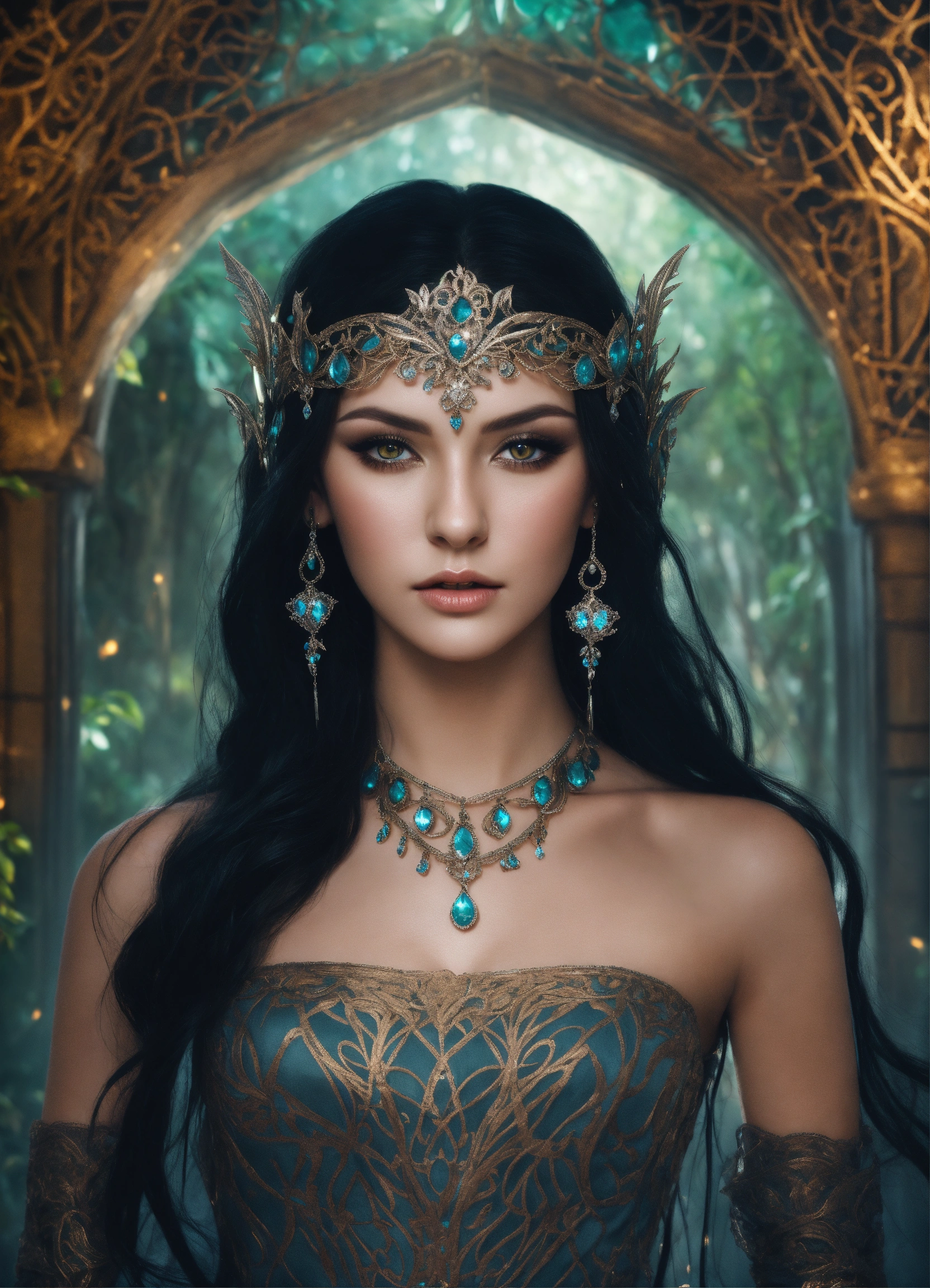 Lexica - Beautiful elven woman with black hair and silver eyes