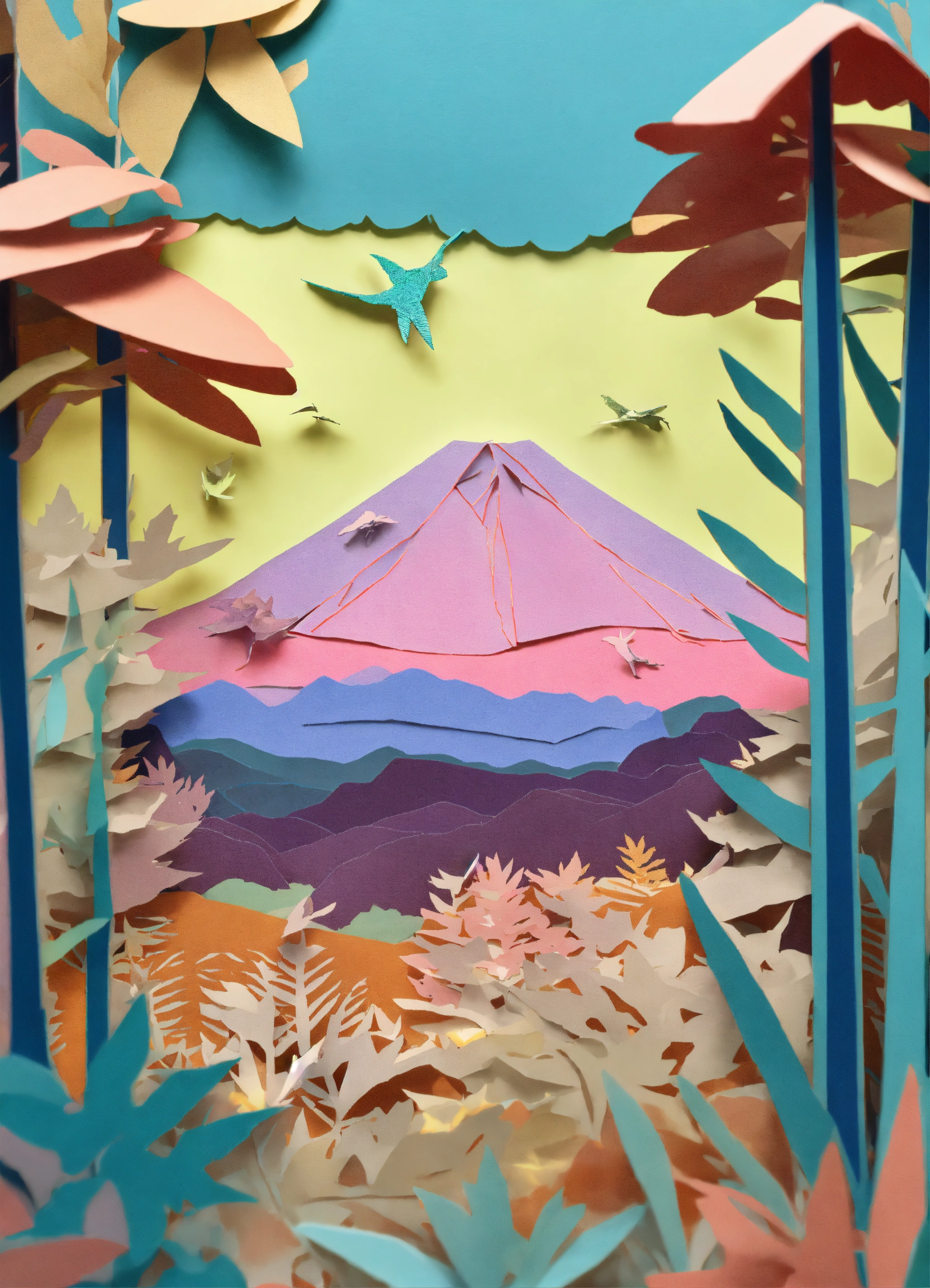 Lexica - 2d laser cut paper illustration. Layered paper. Foreground ...