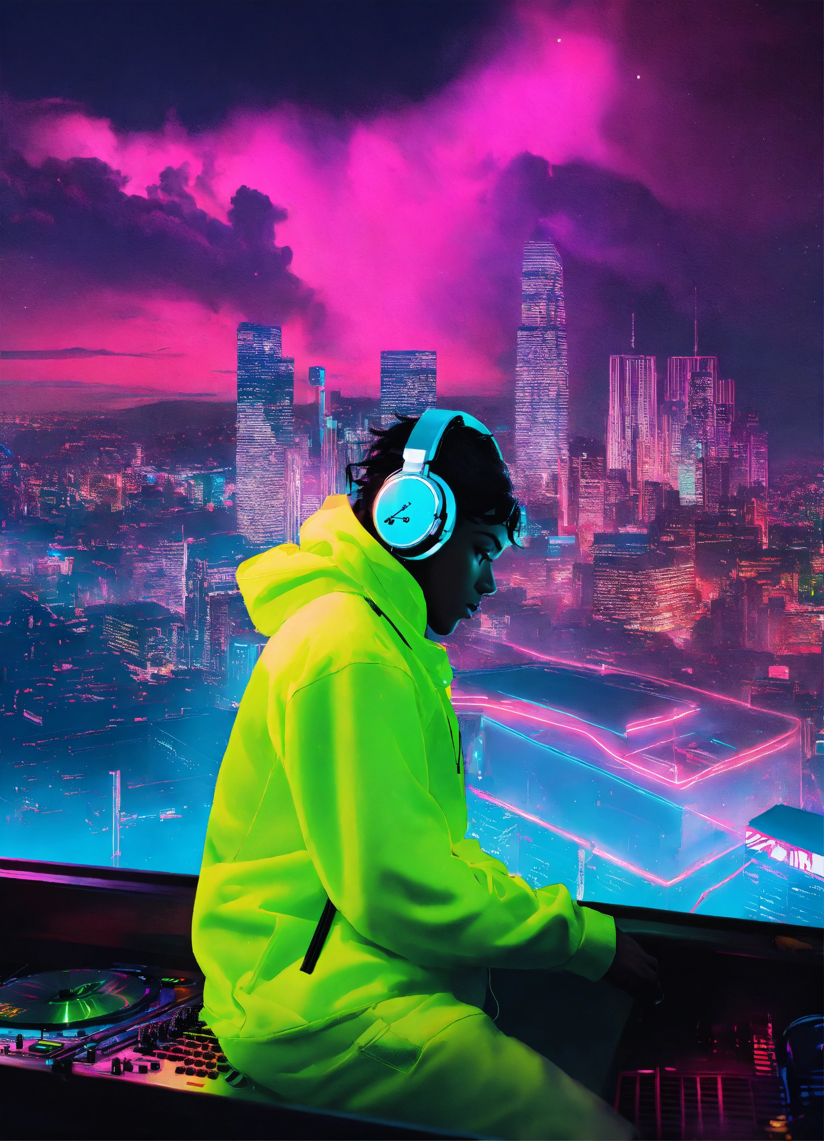 Lexica - DJ Rudolph, city skyline, Billie Eilish neon aesthetics ...