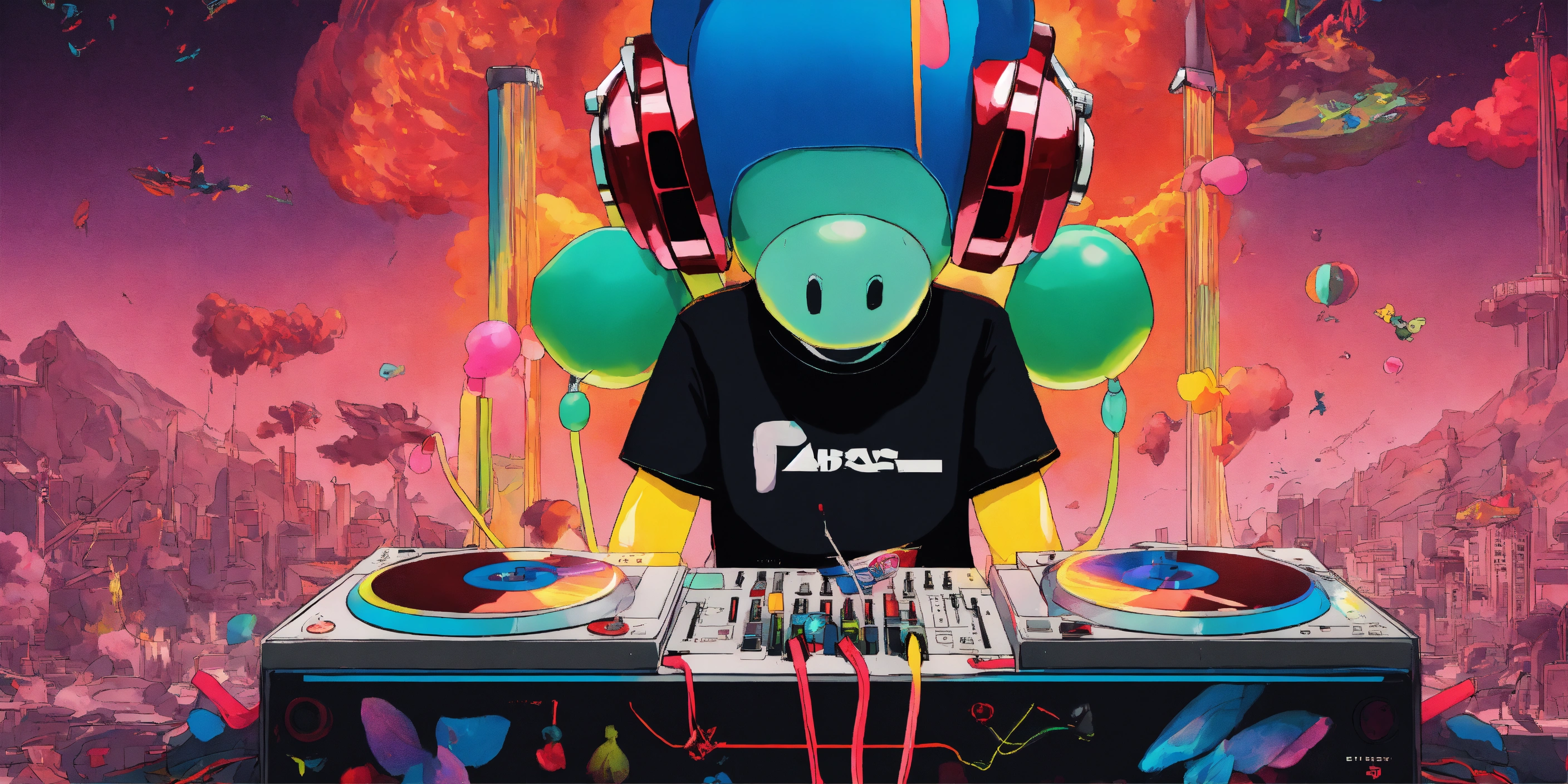 Lexica - Epic DJ album cover featuring Skrillex and Kaws with surreal ...
