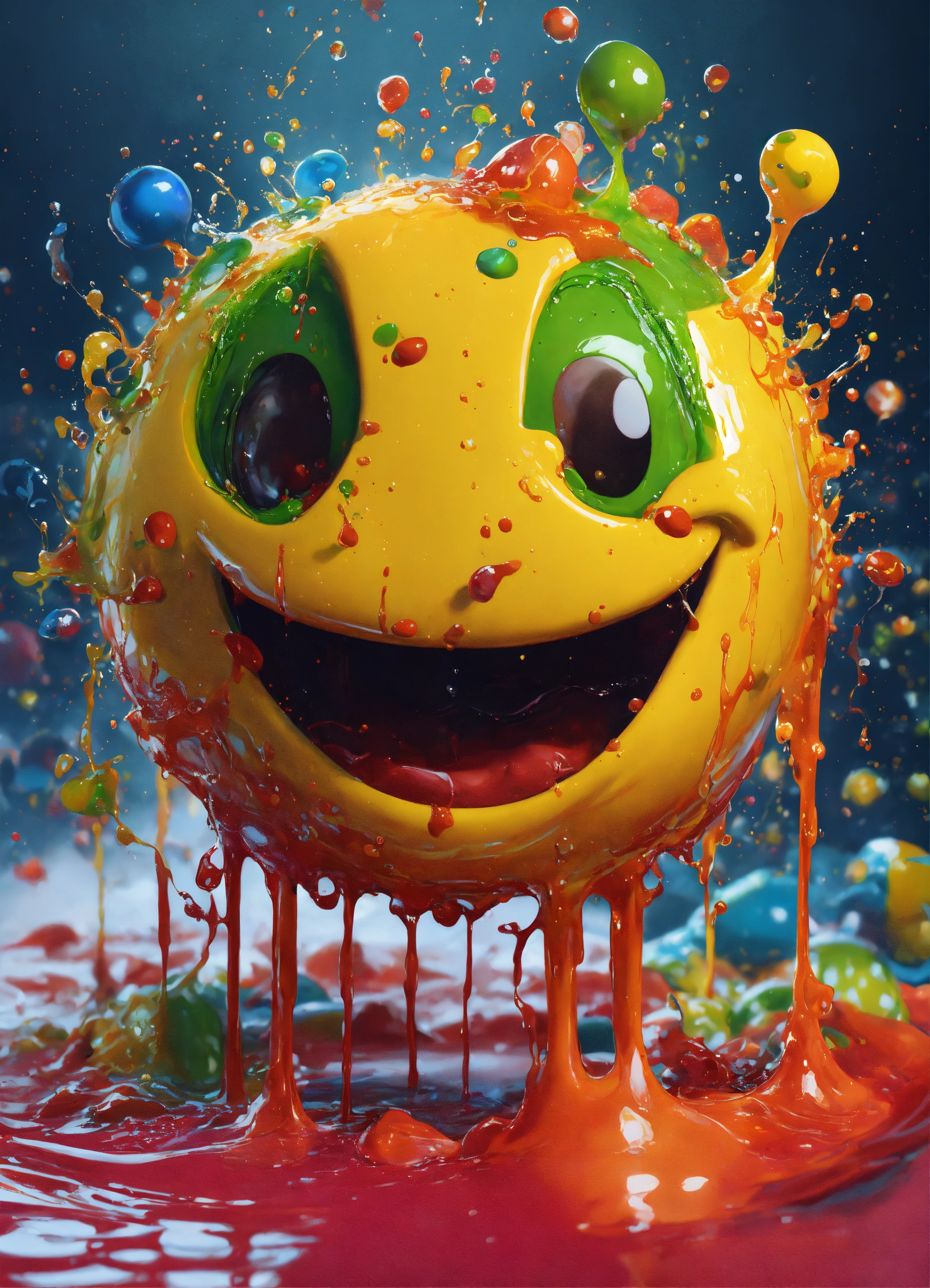 Lexica - Splash art, a quirky liquid portrait of a smiley, splash style ...