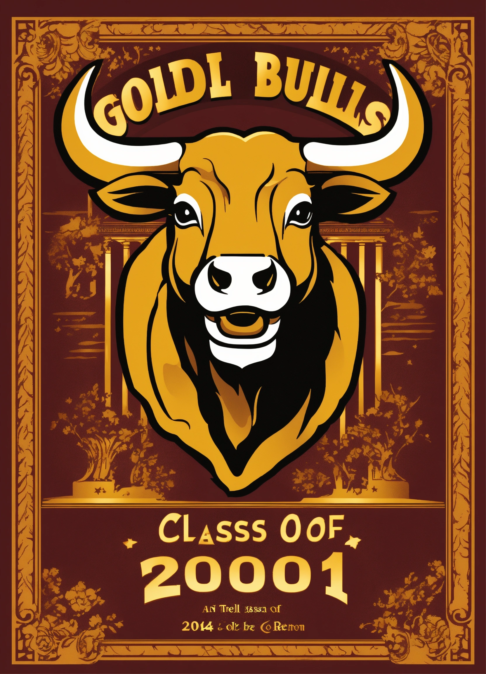 Lexica - A vector t shirt design for a class reunion, with a golden ...