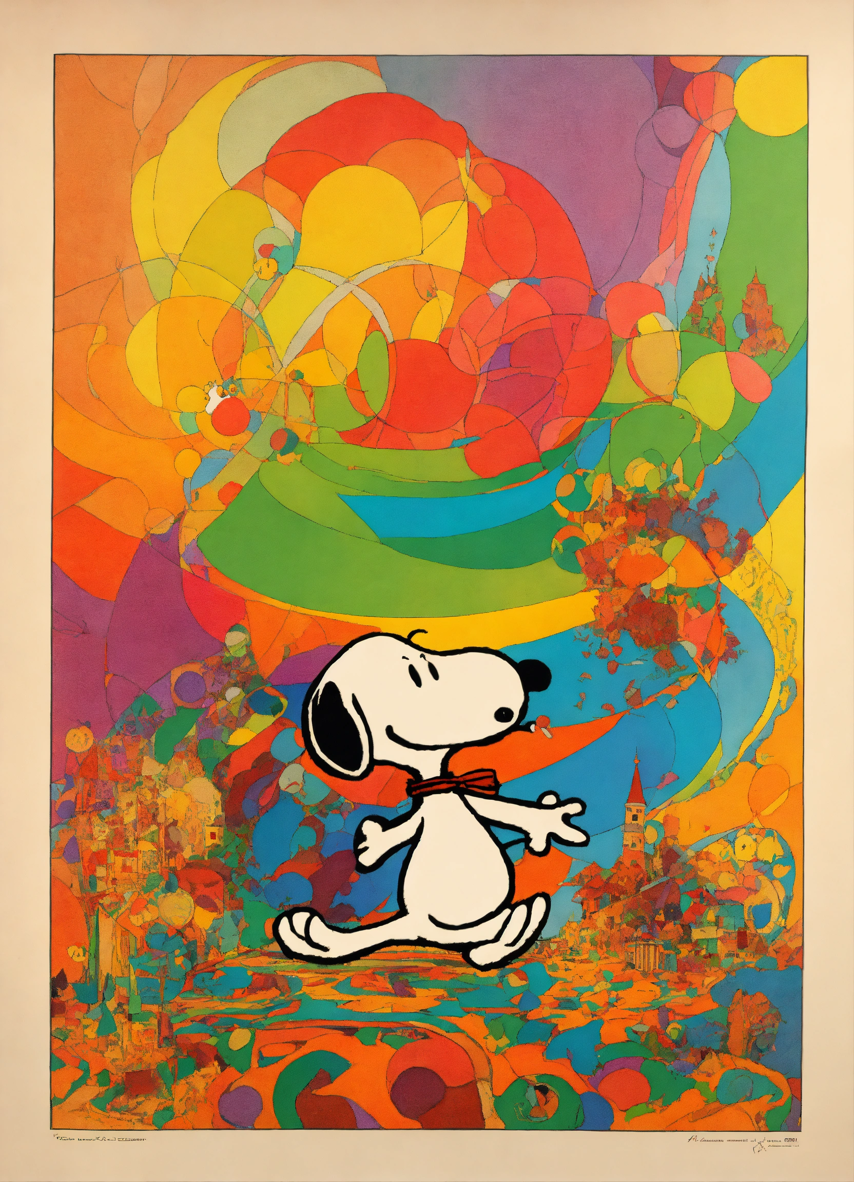 Lexica Vintage poster , snoopy smoking a pipe, abstract, psychedelic