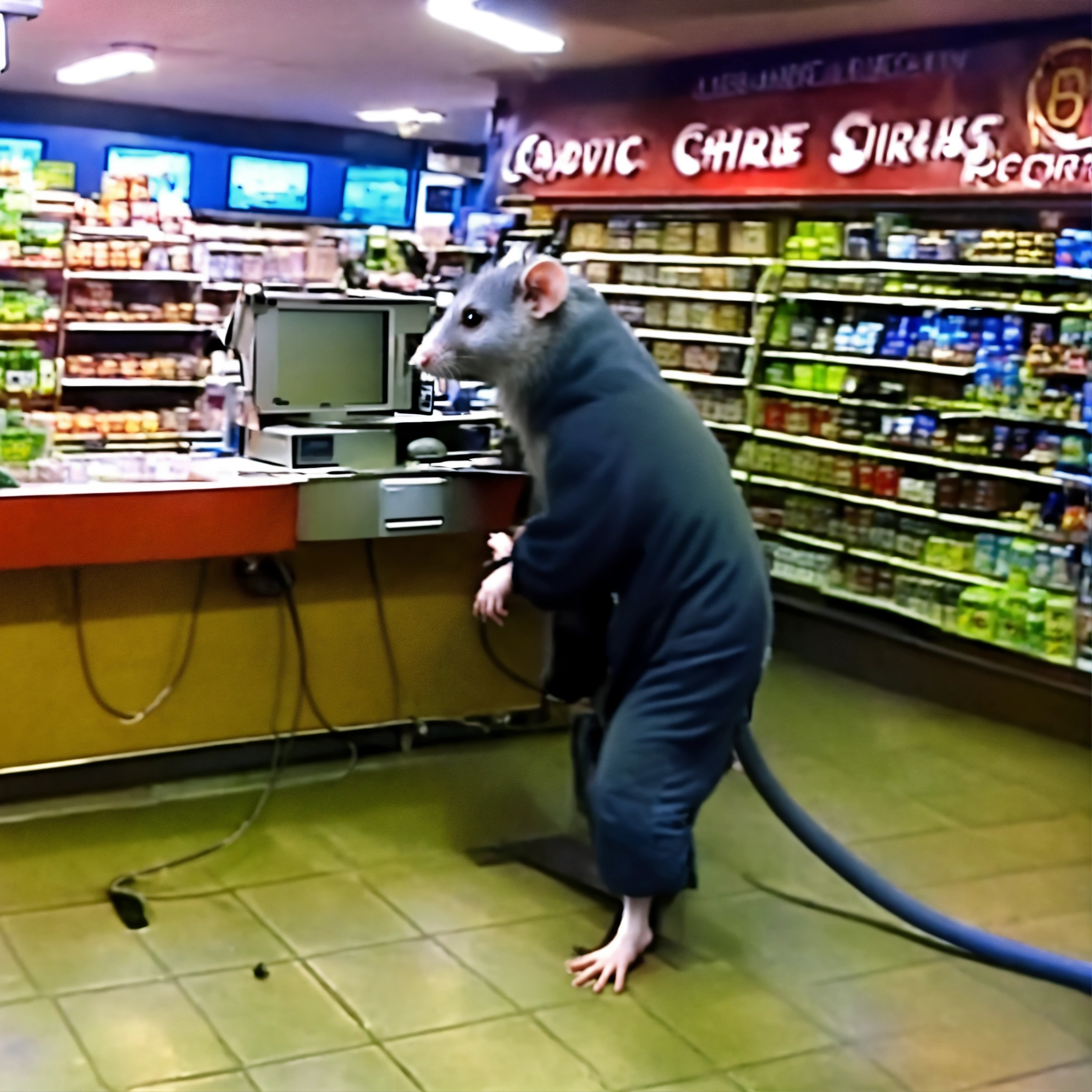 Lexica - Human like rat robbing store cctv recording