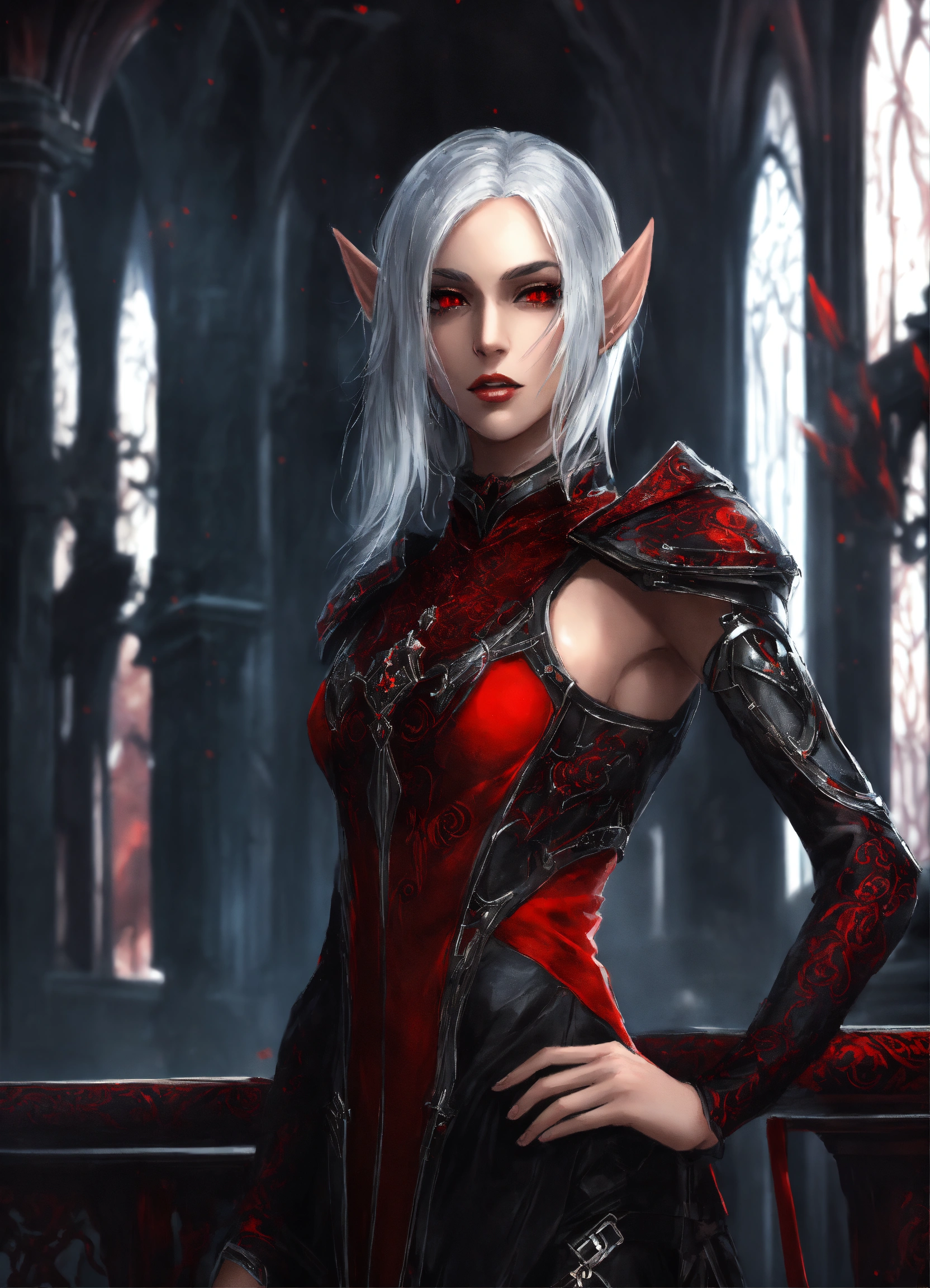 Lexica - Drawing of a dark elf, royalty, sci fi, black and red ...