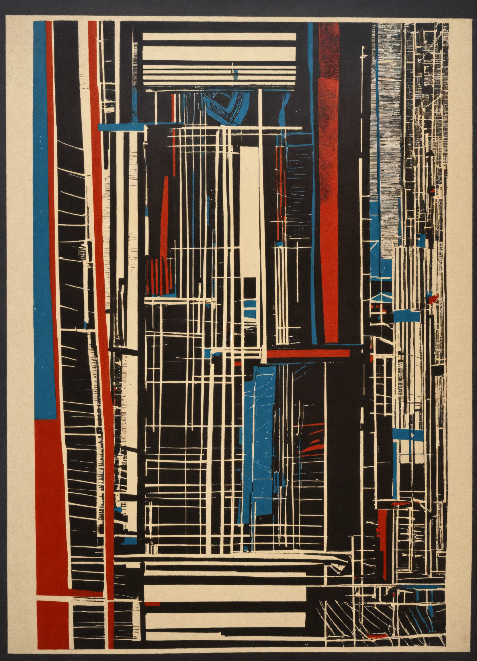 Lexica - Linocut, abstract art, drawing in the style of Emil ruder