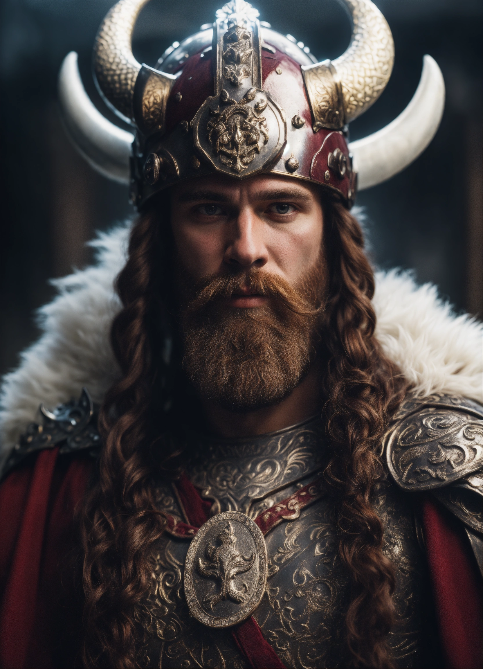 Lexica Portrait of white male Viking king with beard, warrior goddess