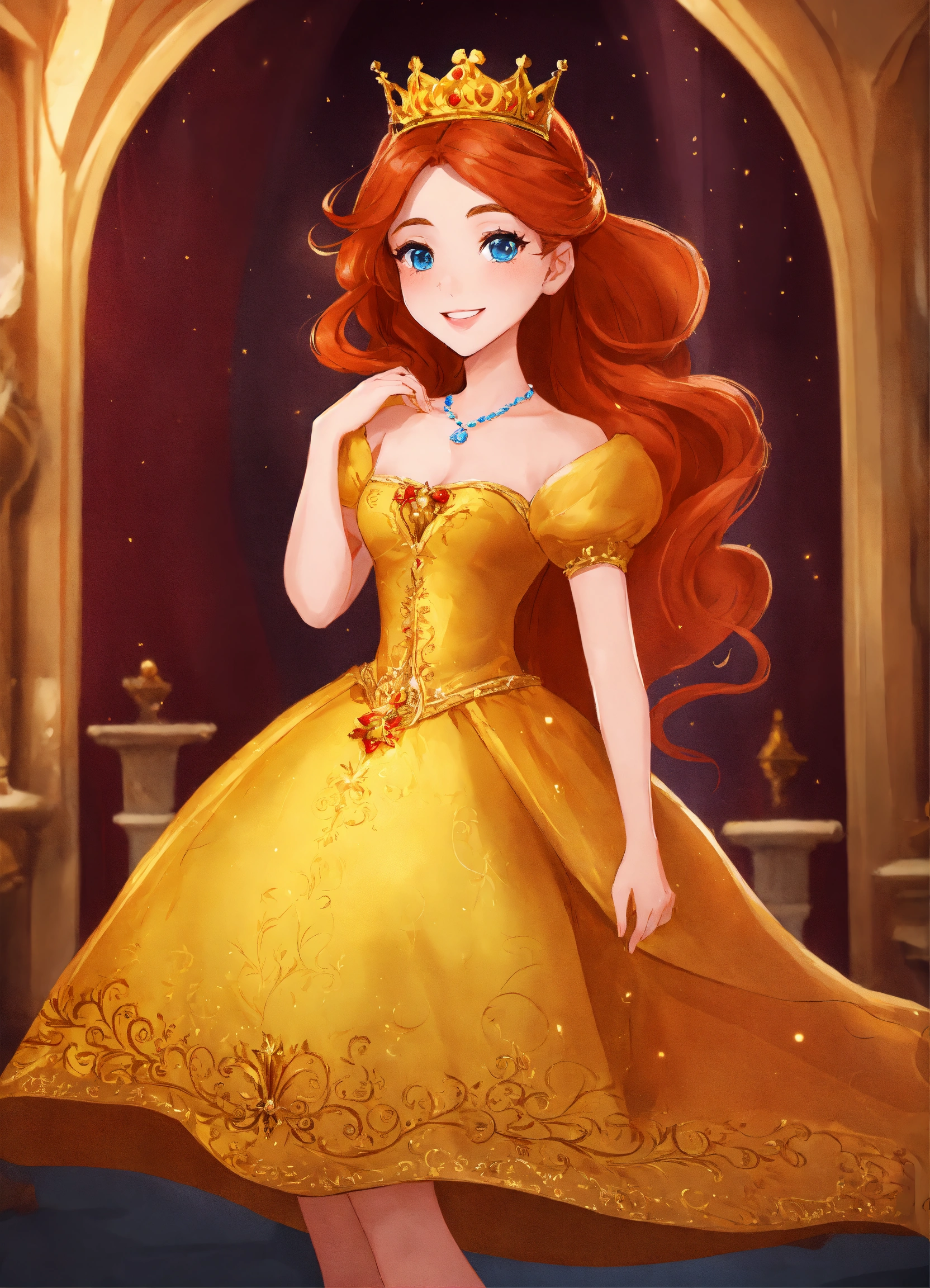 Lexica - Princesse rousse qui hésite a embrasser un prince