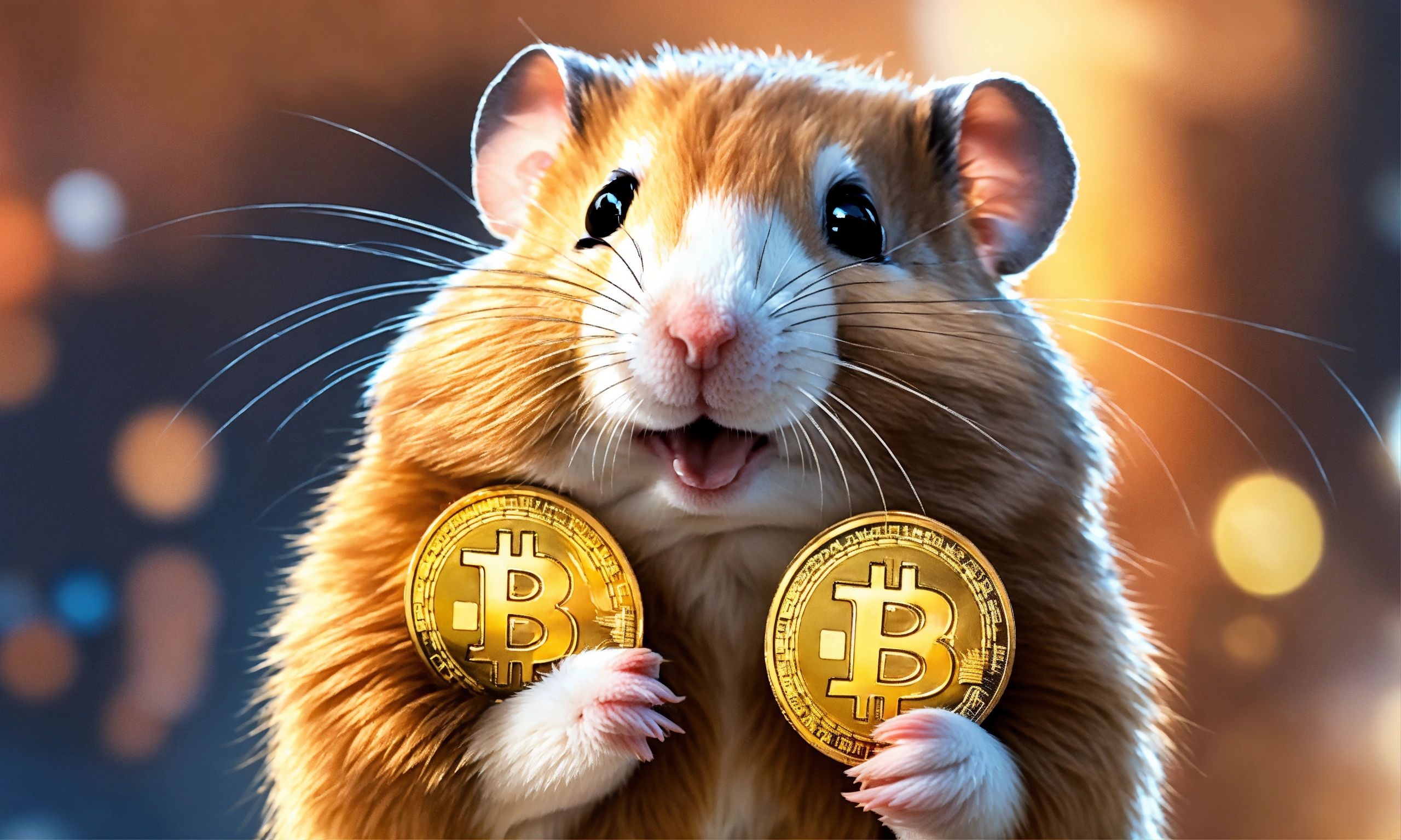 Lexica - Hamster holding bitcoin and smiling