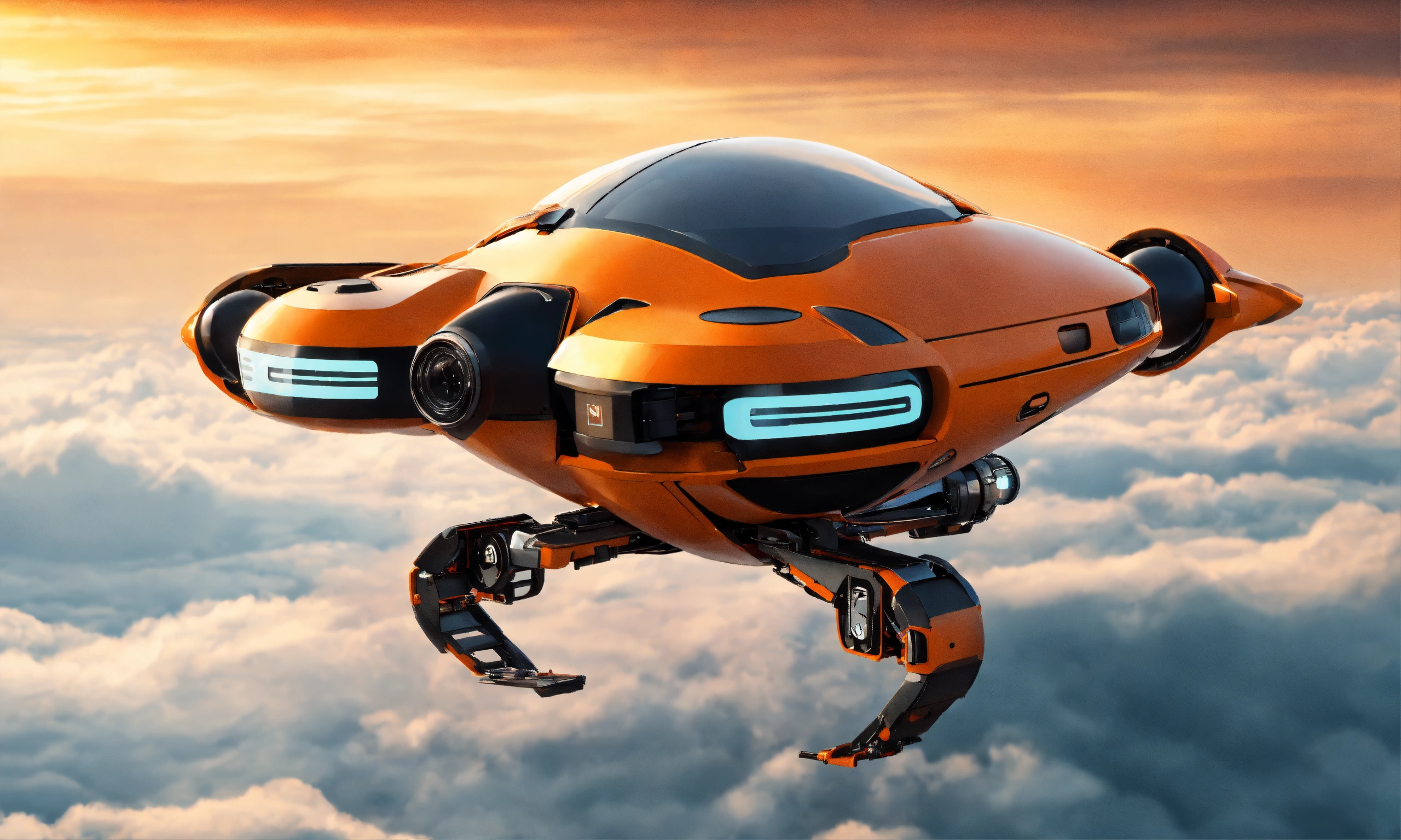 Lexica - Tiny construction flying robot, modern, futuristic, orange ...