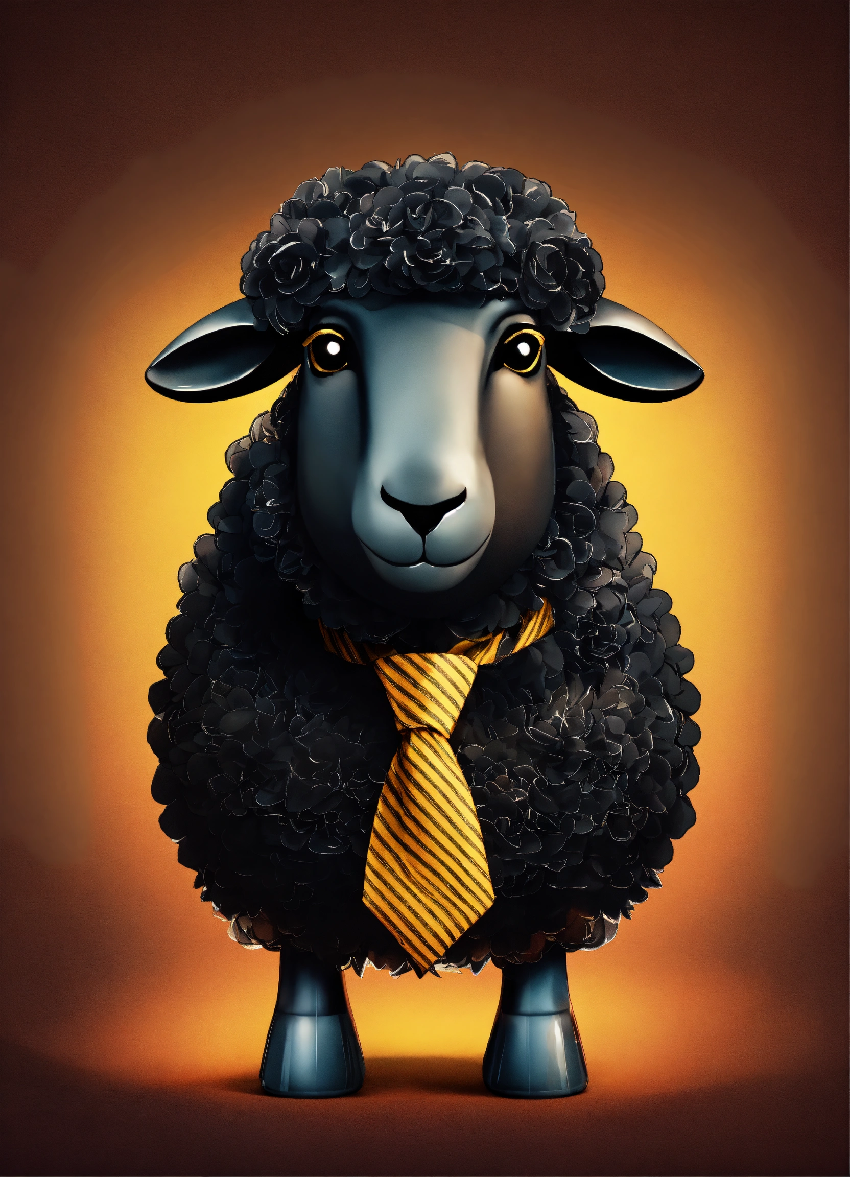 Lexica - Black background black sheep with tie 3d vector