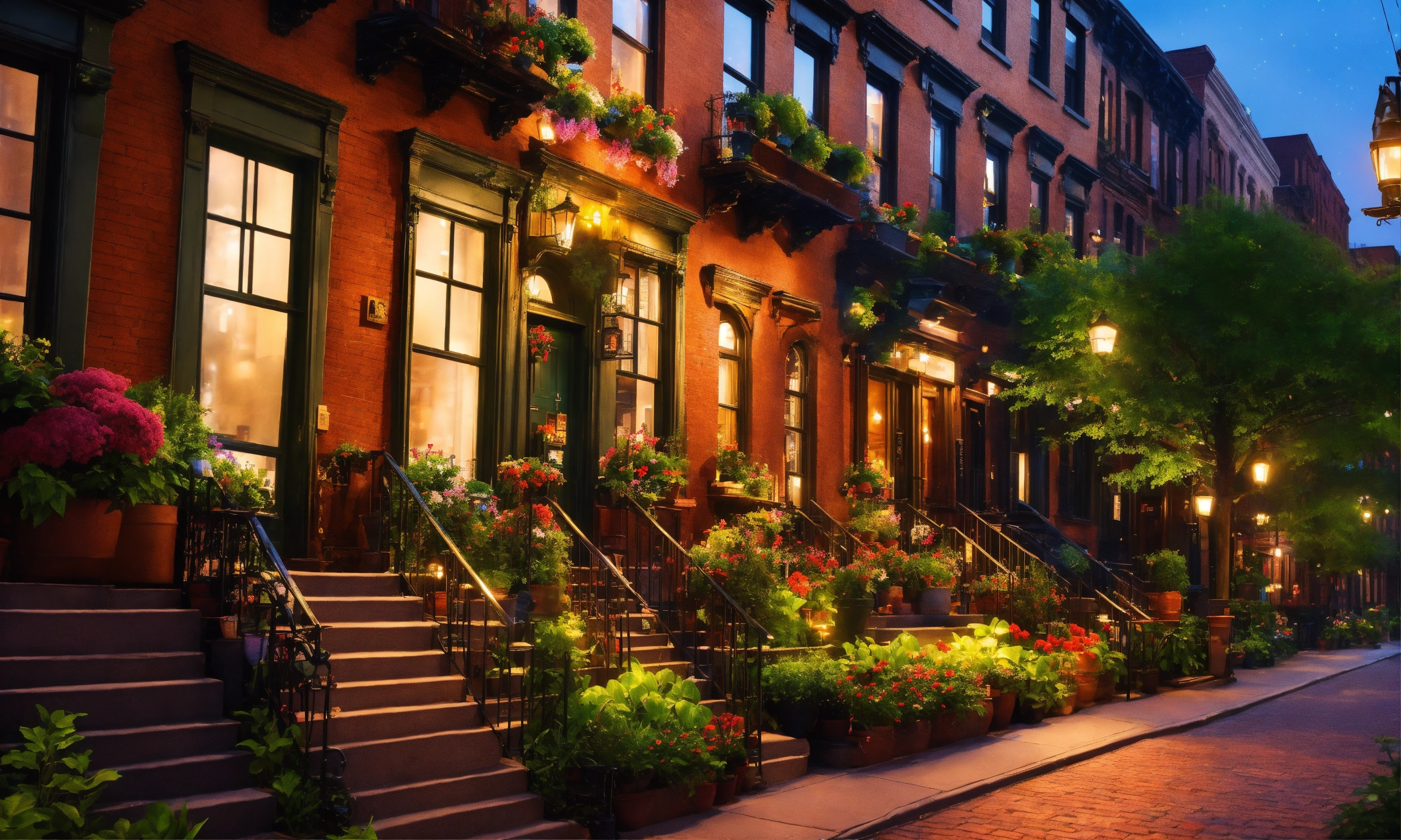 Lexica - Epic shot of a brownstone houses in Greenwich Village in New ...