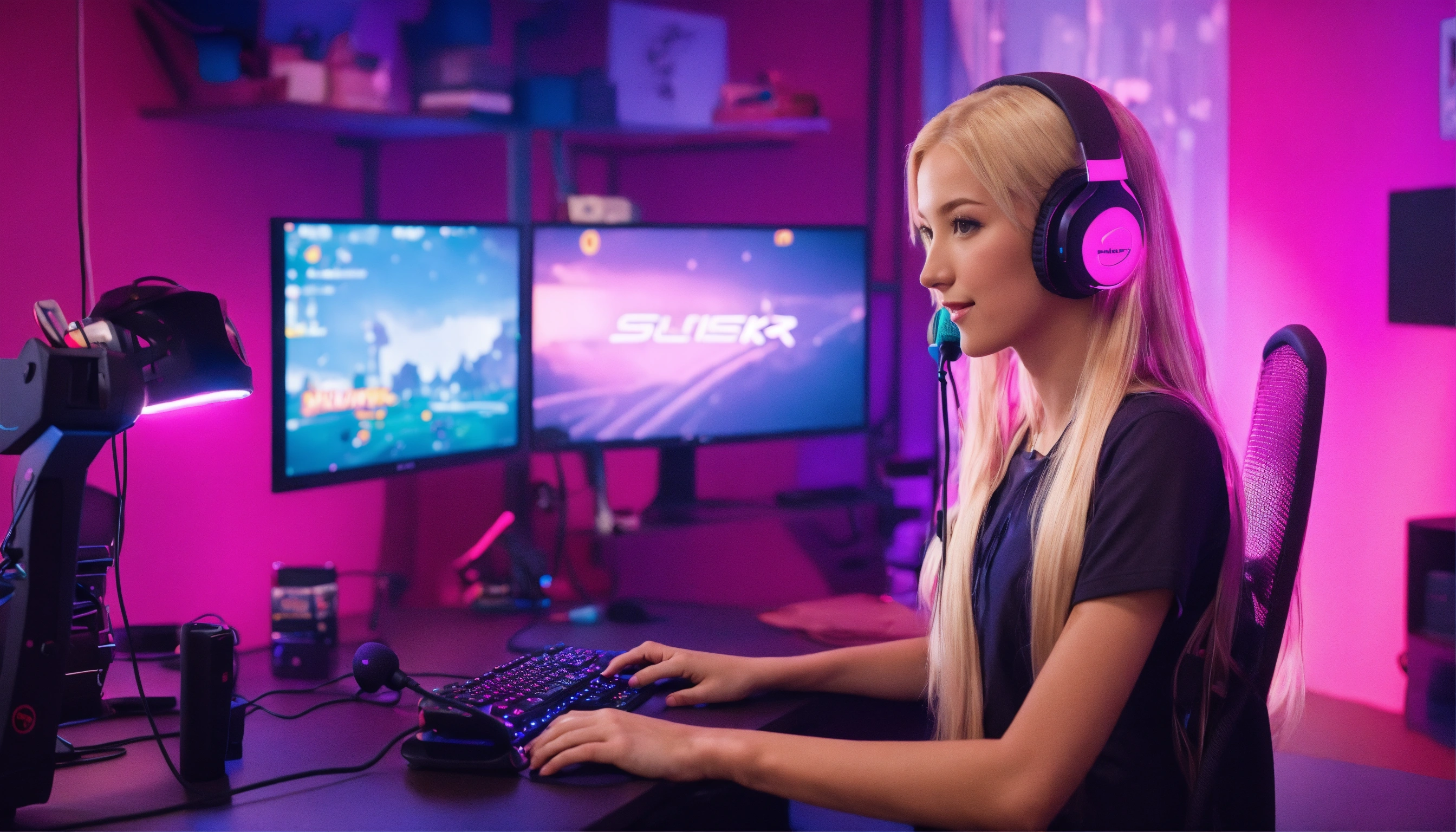 Lexica - Cute blonde European woman, long hair, streamer, gamer ...