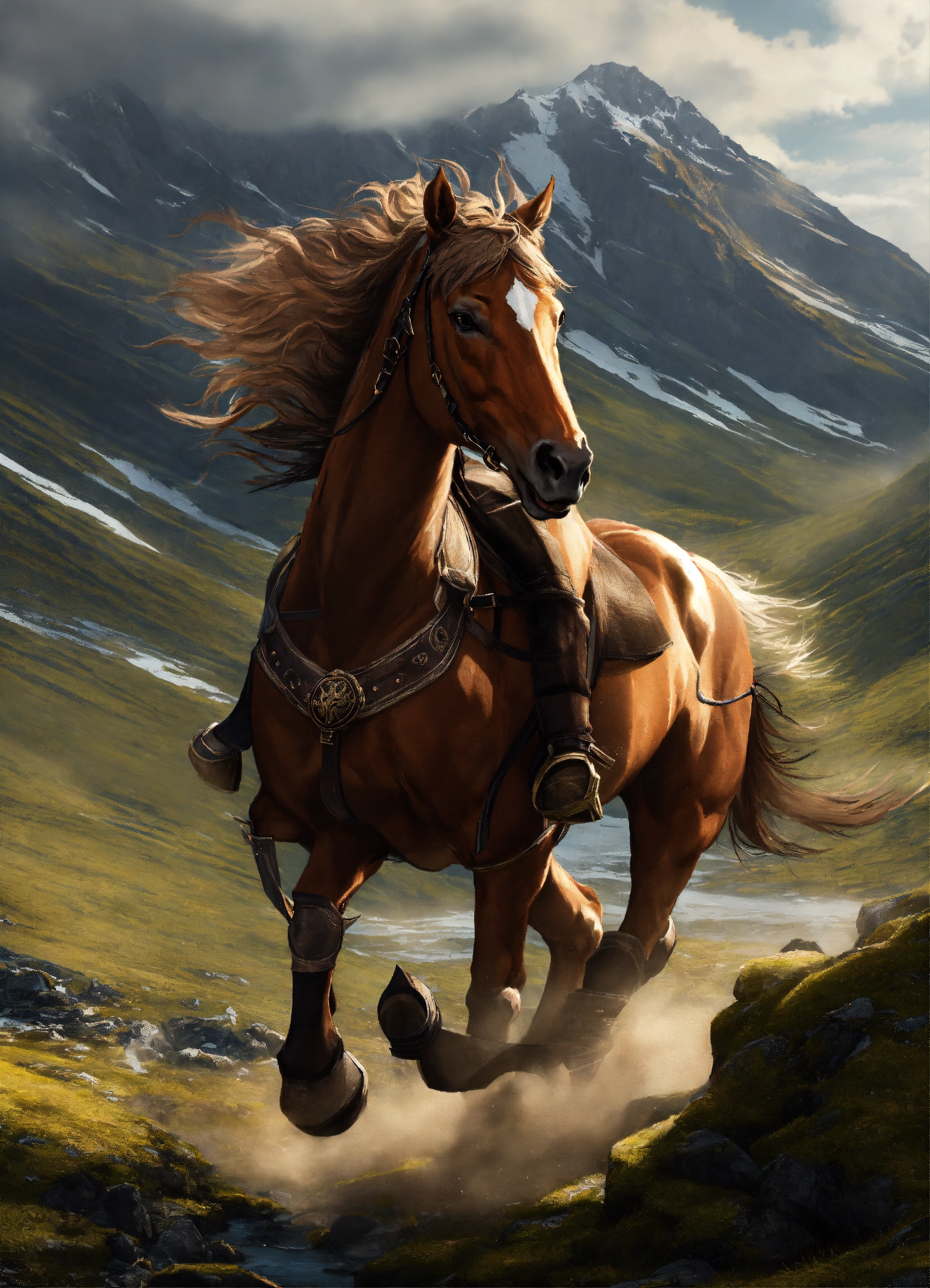 Lexica - , the eight-legged horse, galloped through the rugged terrain ...