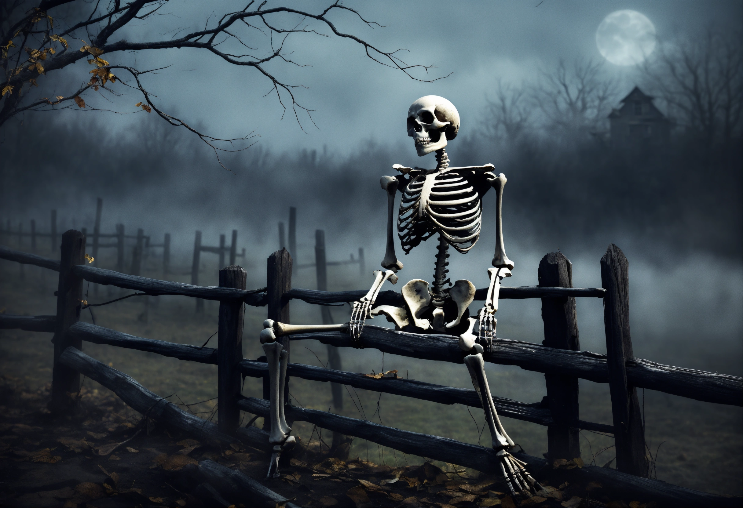 Lexica - Create a digital art piece featuring a skeleton sitting on an ...