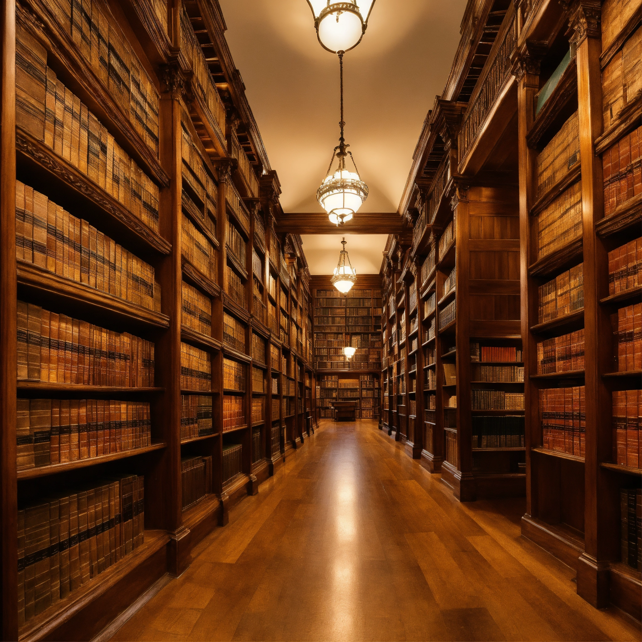 Lexica - A photo of a law library with rows of bookshelves filled with ...