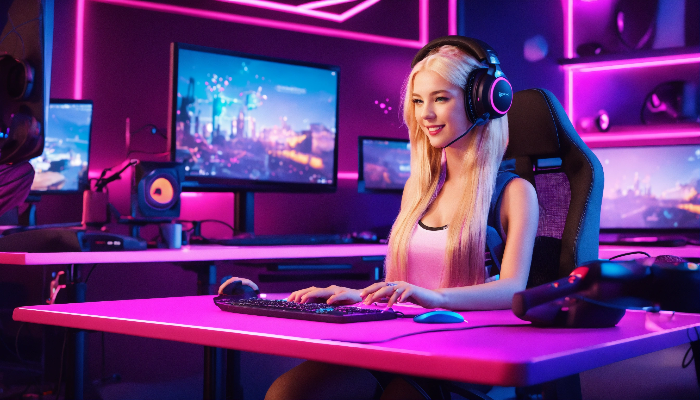 Lexica - Cute blonde European woman, long hair, streamer, gamer ...