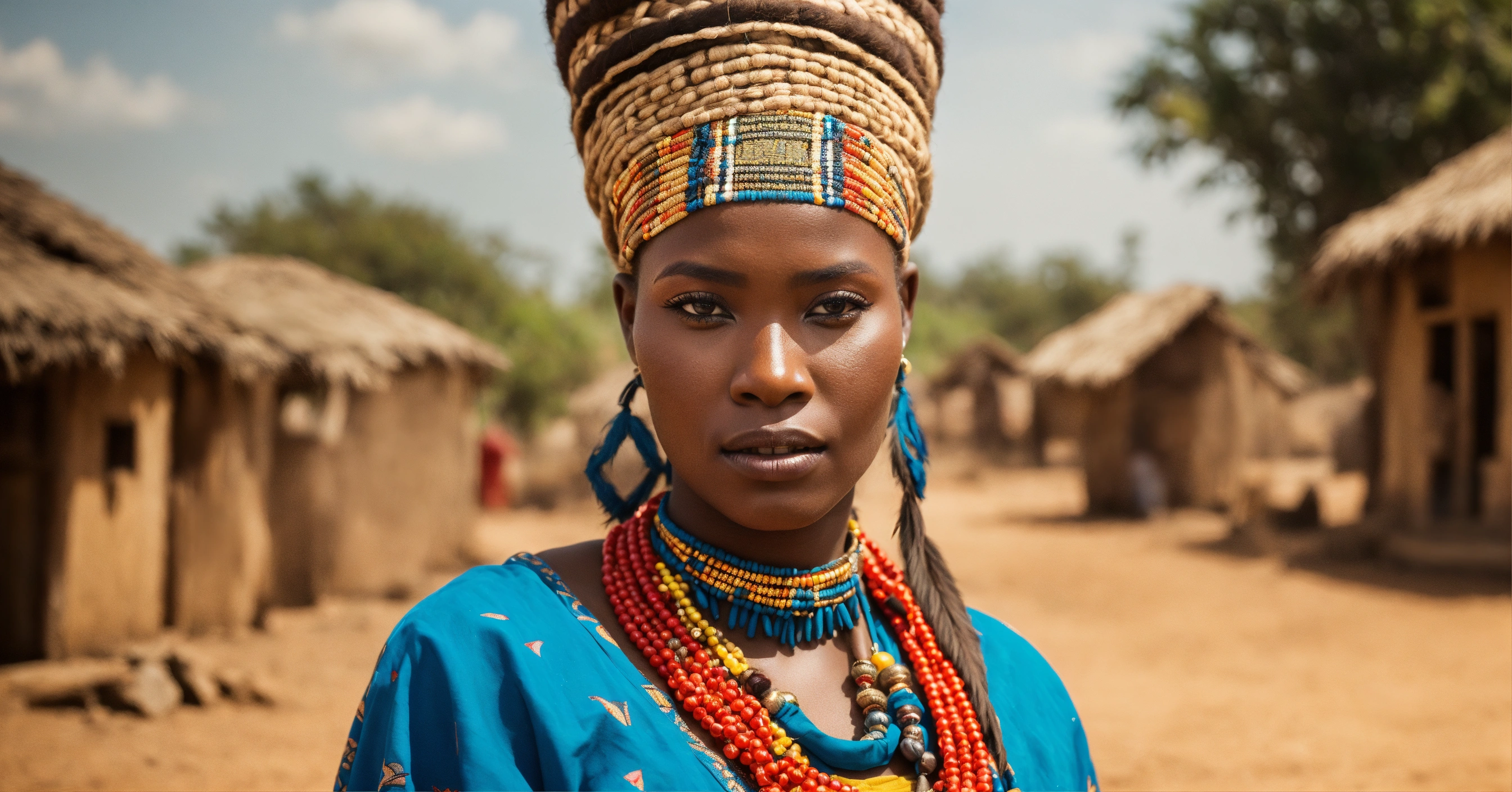Lexica - Portrait of a confident female native african in a village ...