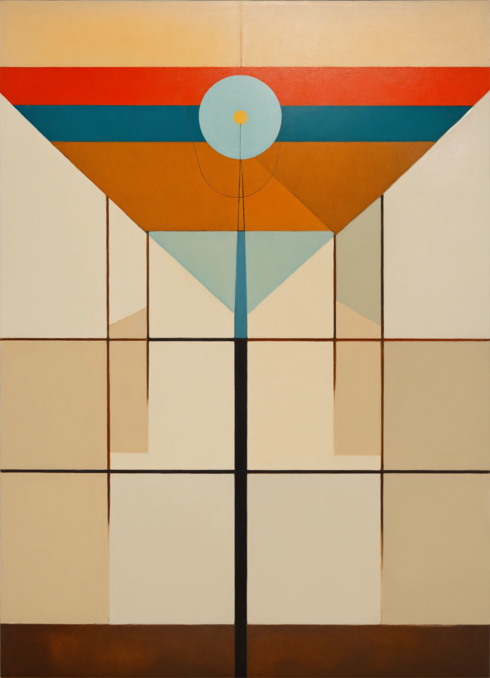 Lexica - Abstract and minimalist oil painting of with geometric figures ...