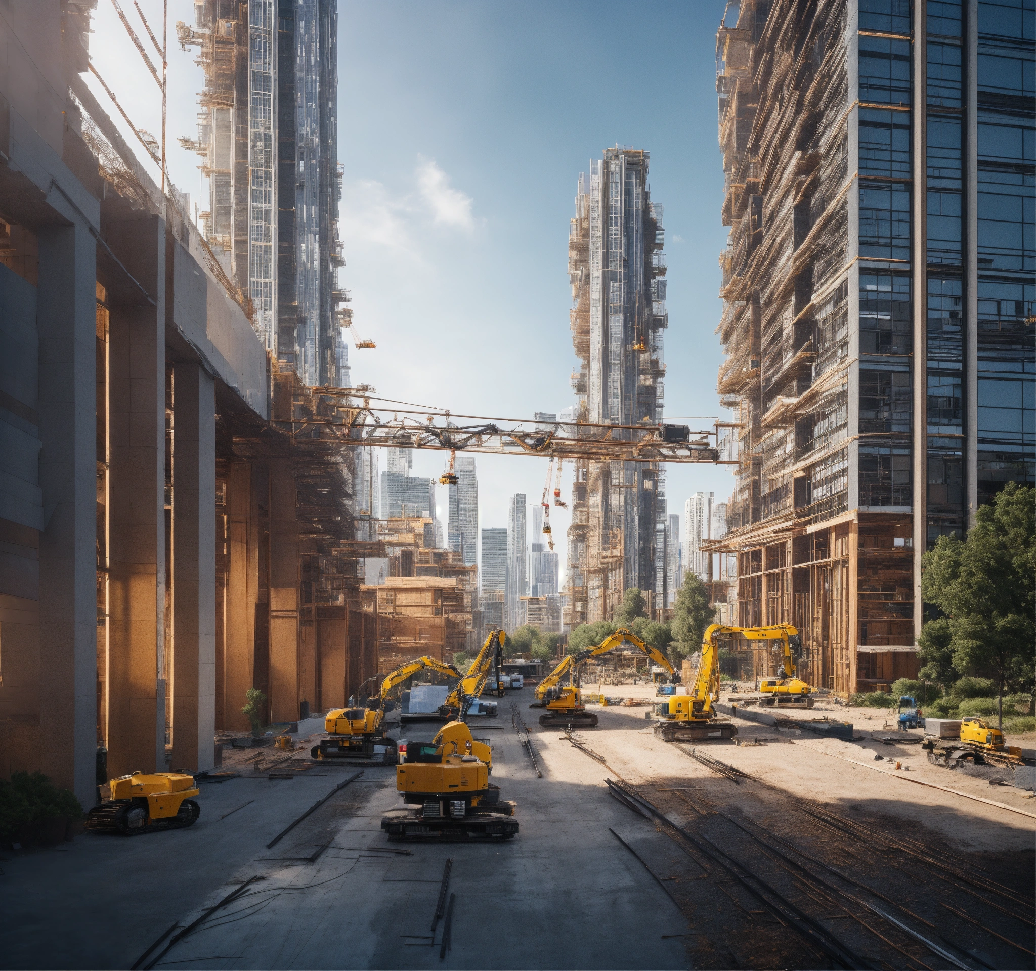 Lexica - A visual of building a building via robots and AI, high ...