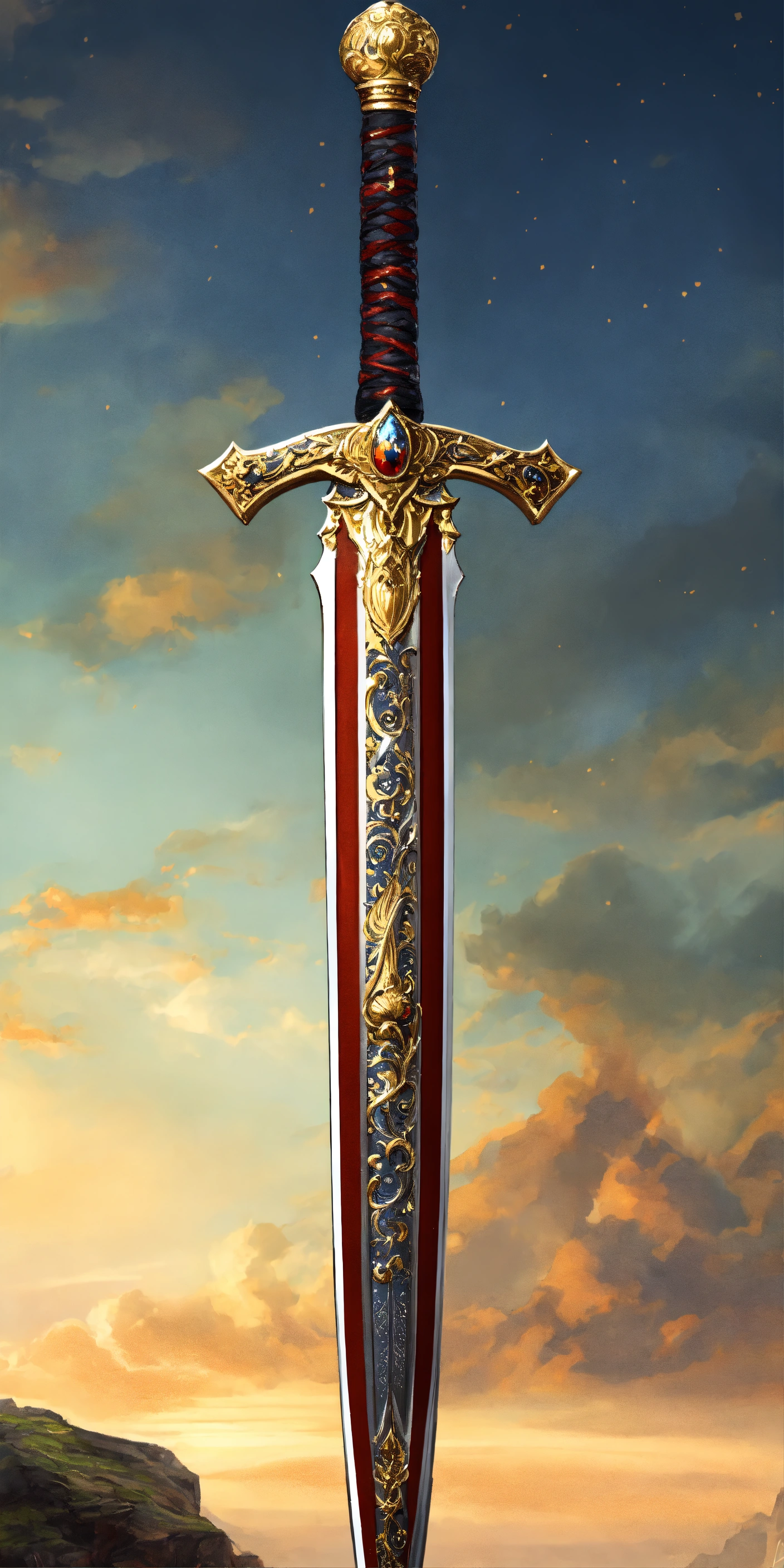 Lexica - Richly decorated long sword, ultra realistic, very detailled