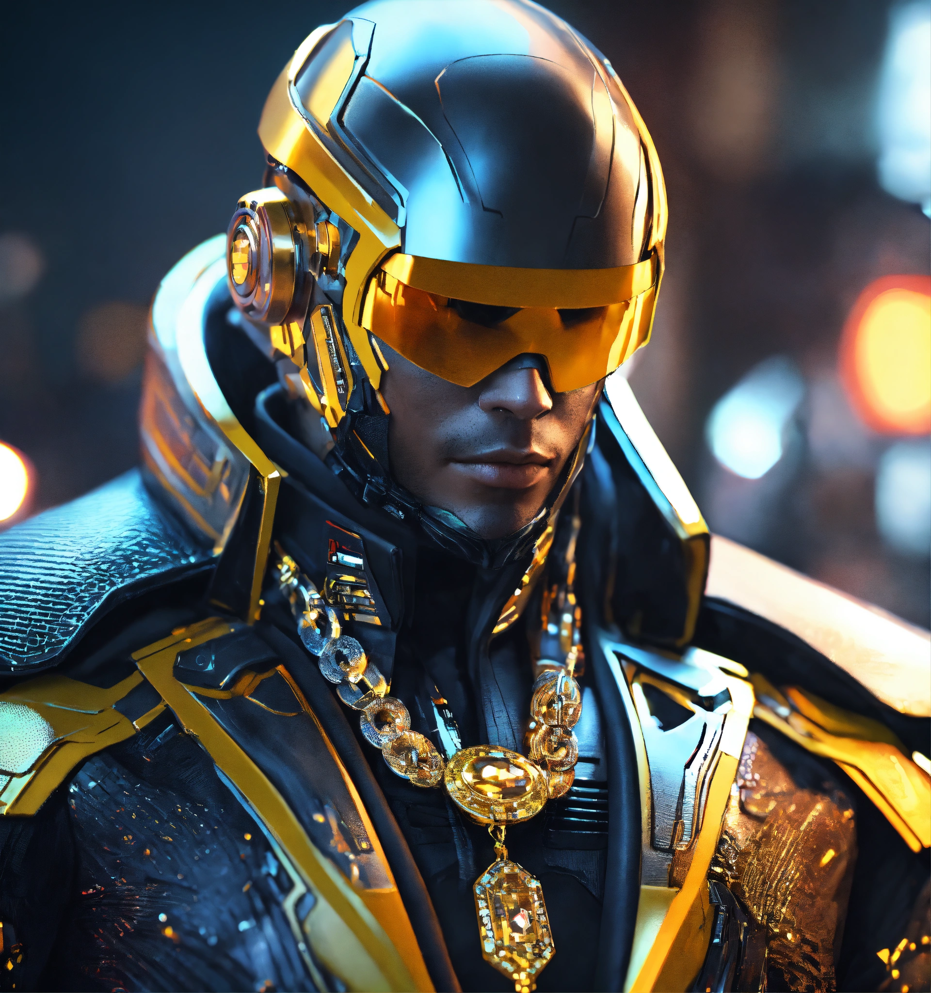 Lexica - Zoom out from an macho male humanoid half android cool ...