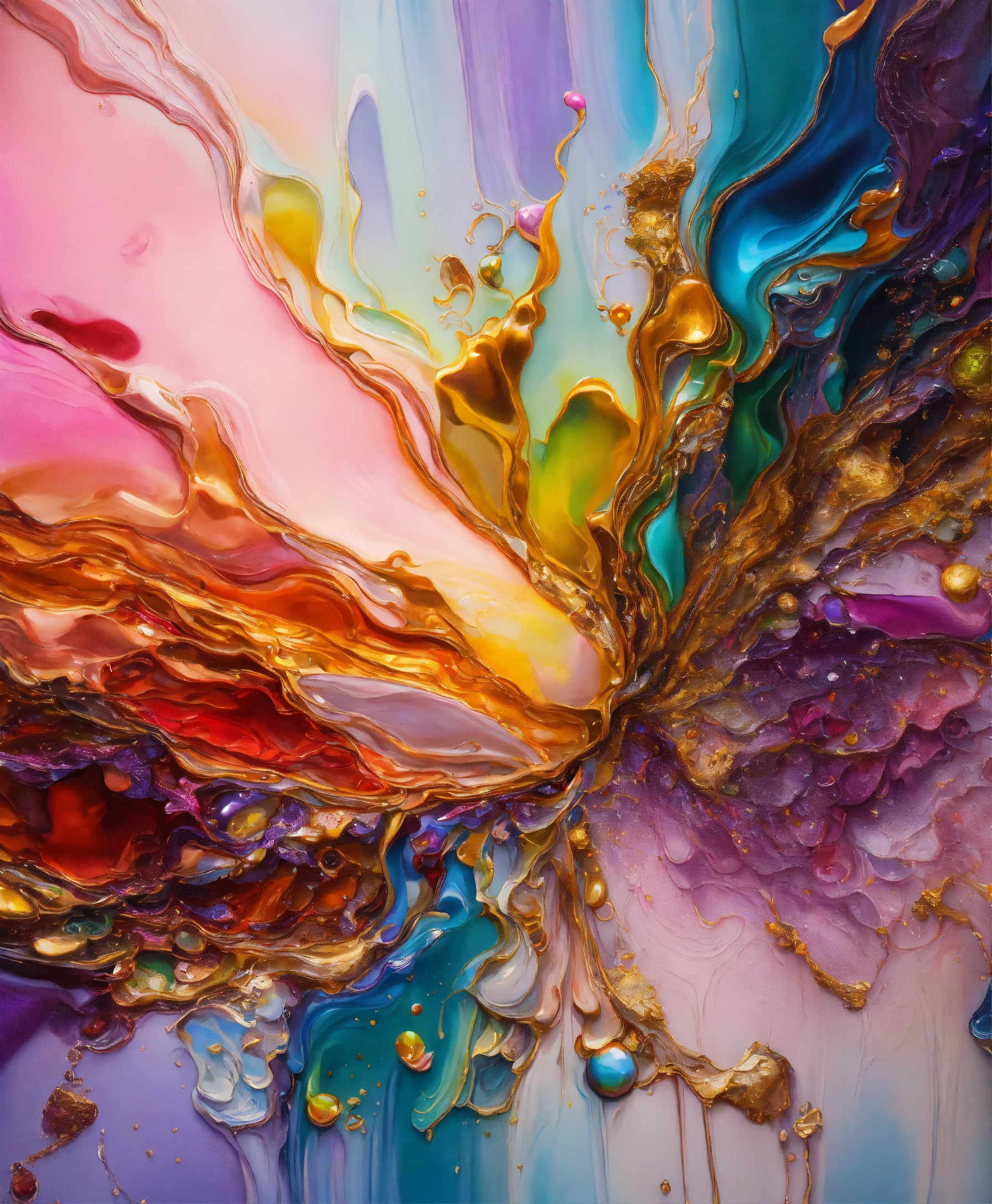 Lexica - Colorful abstract painting oil and water complex complicated ...