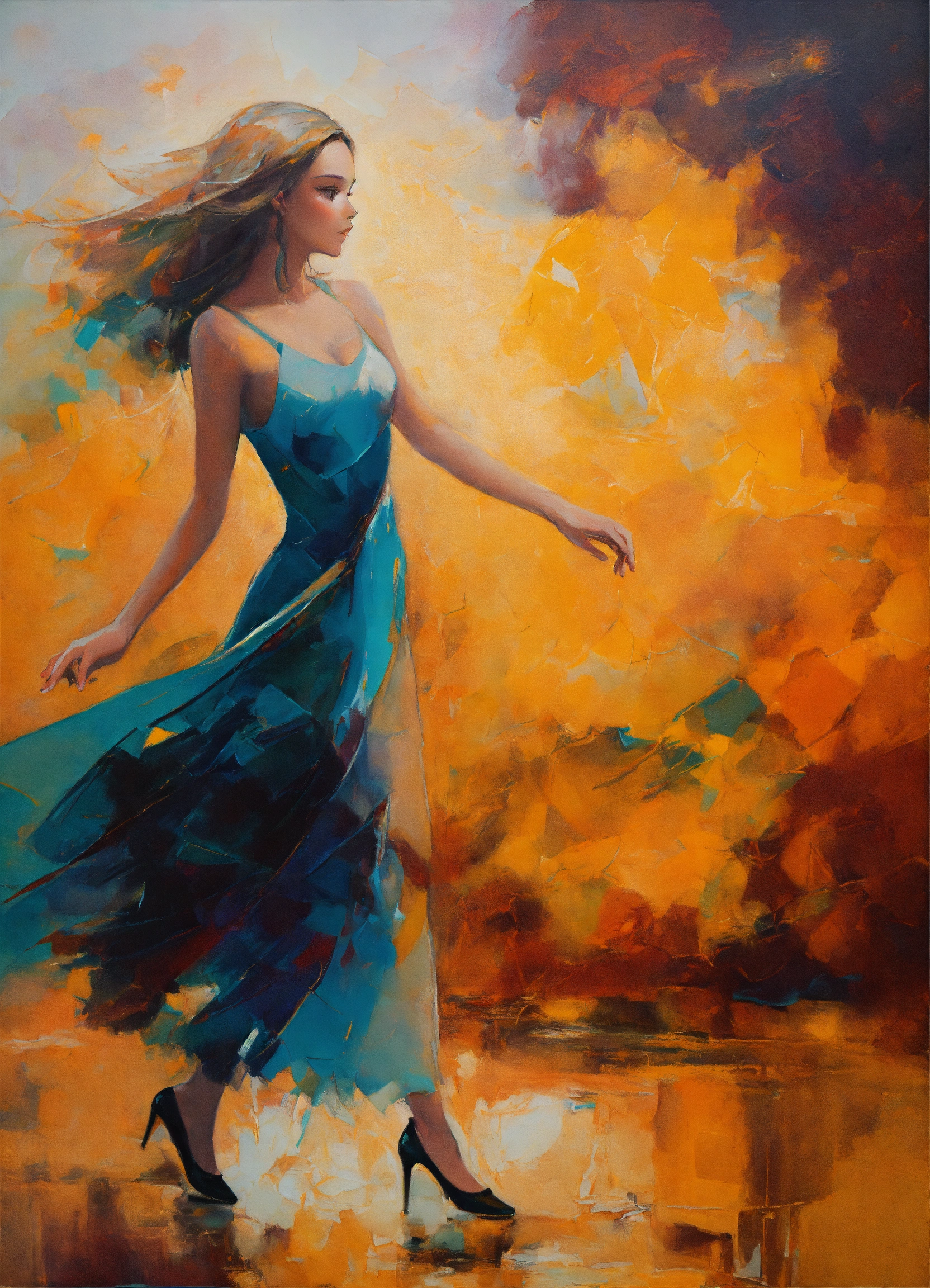 Lexica - Abstract and minimalist oil painting of beautiful European ...