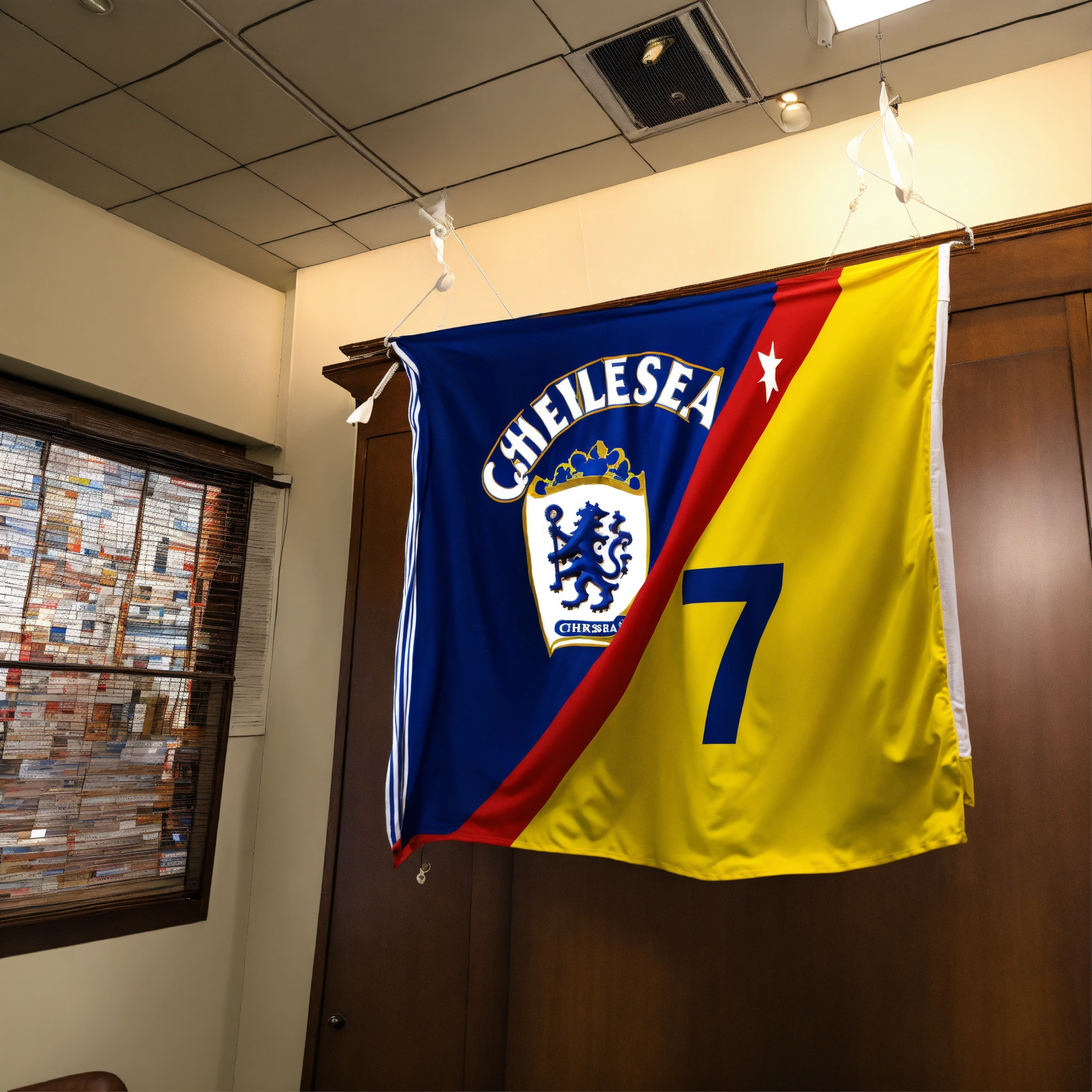 Lexica - Chelsea soccer jersey number 7 hanging next to Ghana flag in ...