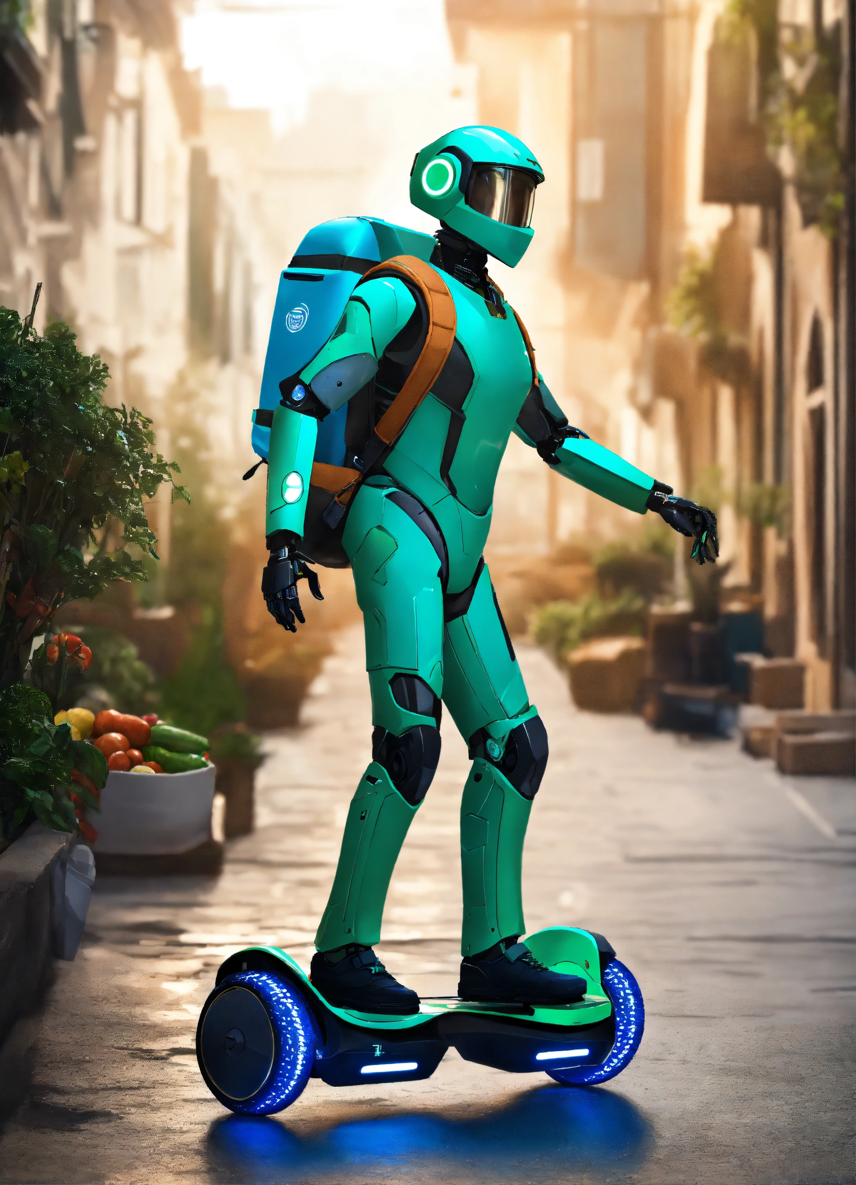 Lexica - A passionate male robot on hoverboard, realistic man face ...