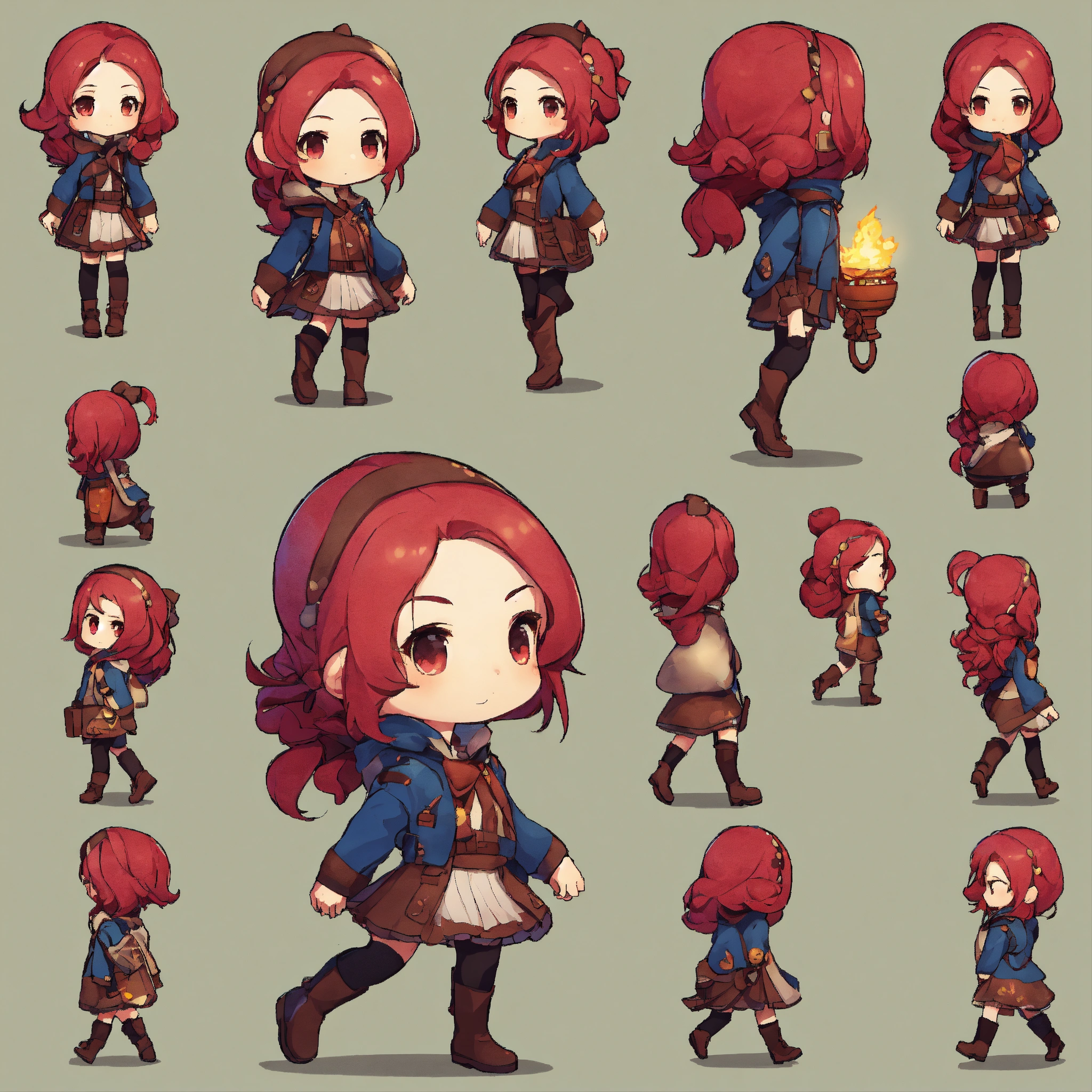 Lexica - Game assets, girl, walking, sideview, full body view, (chibi ...