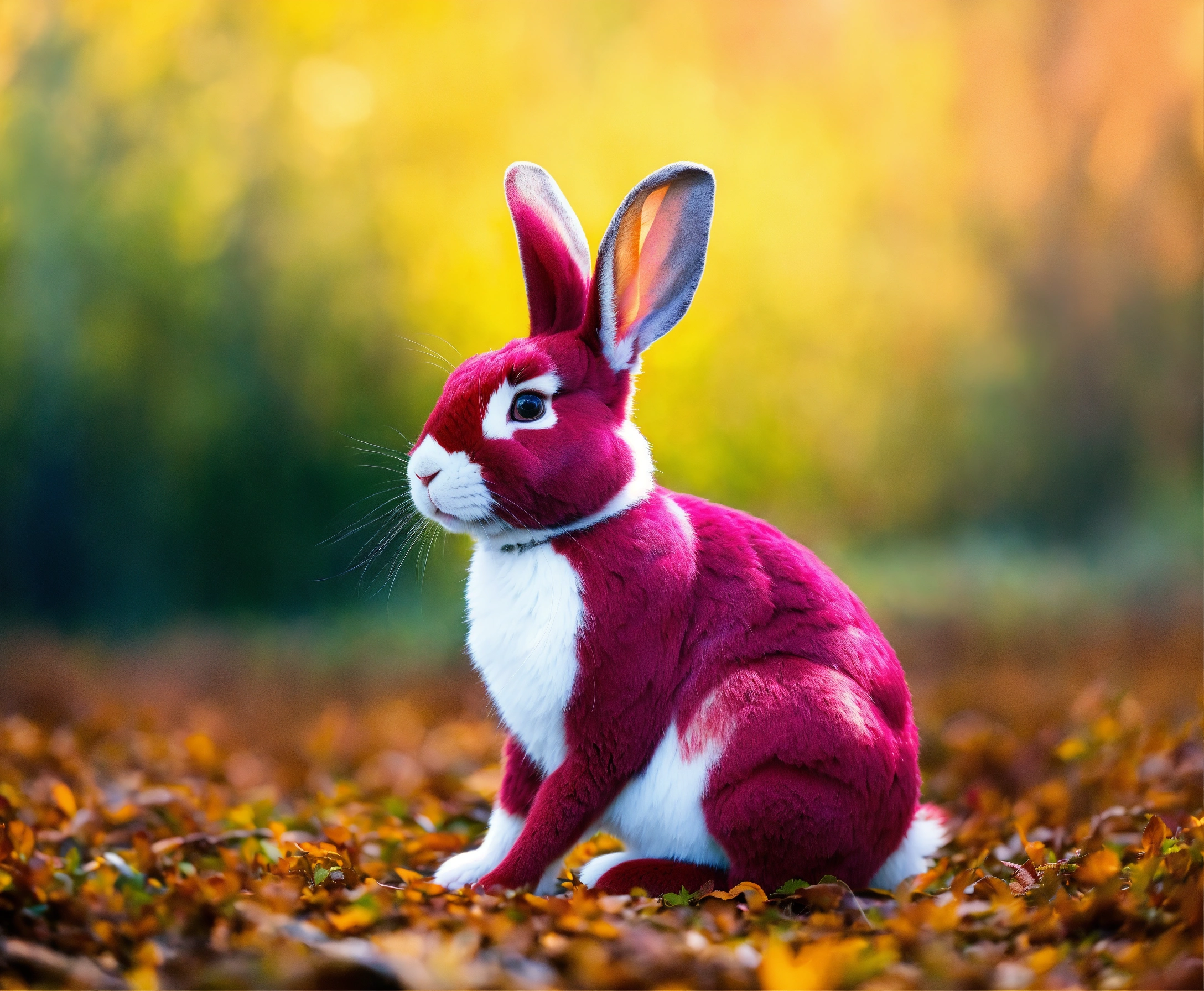 Lexica - Ruby, the unusually colored rabbit, sitting in the center of ...