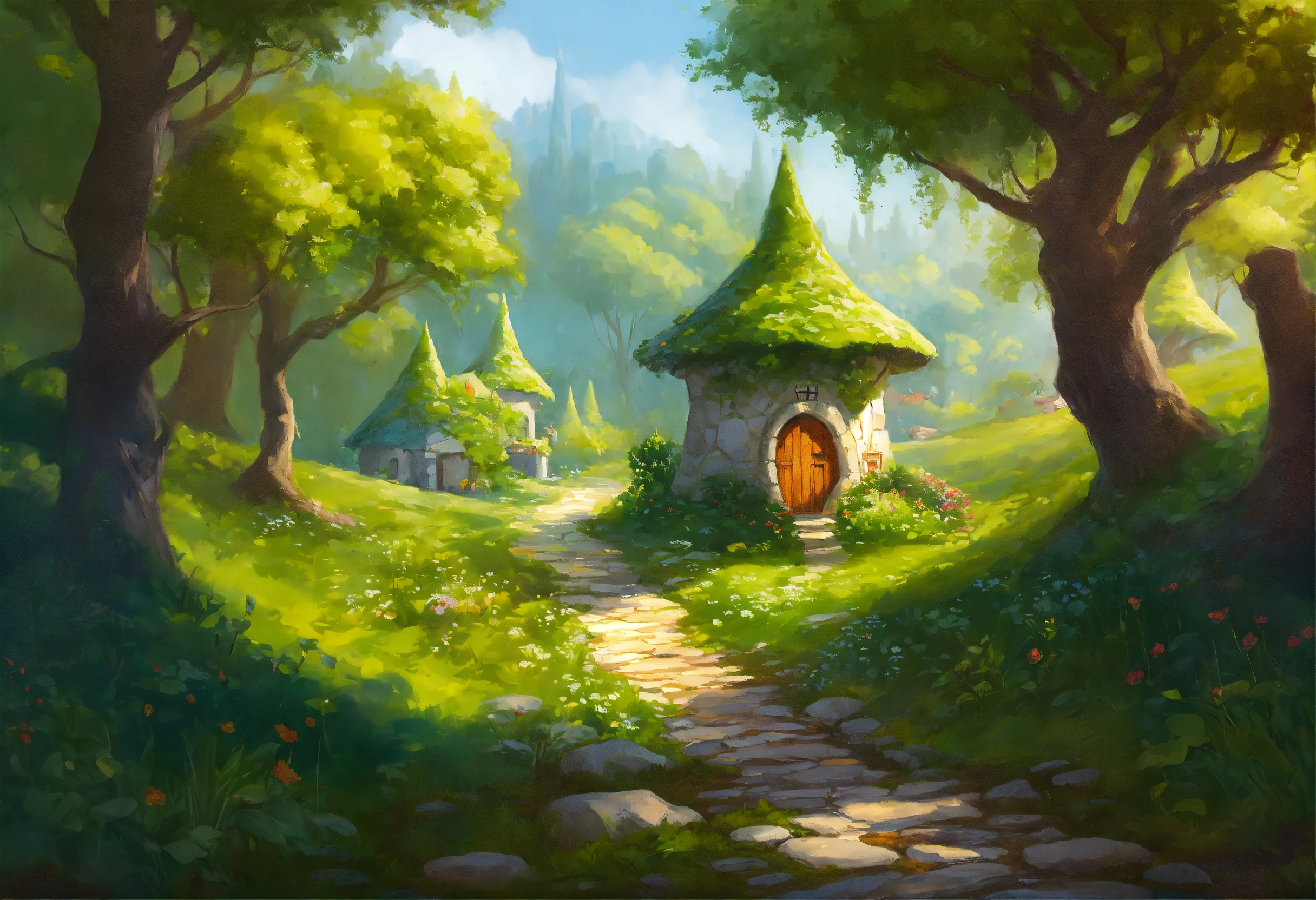 Lexica - A elf village on the middle of trees. Elven walk on a a white ...