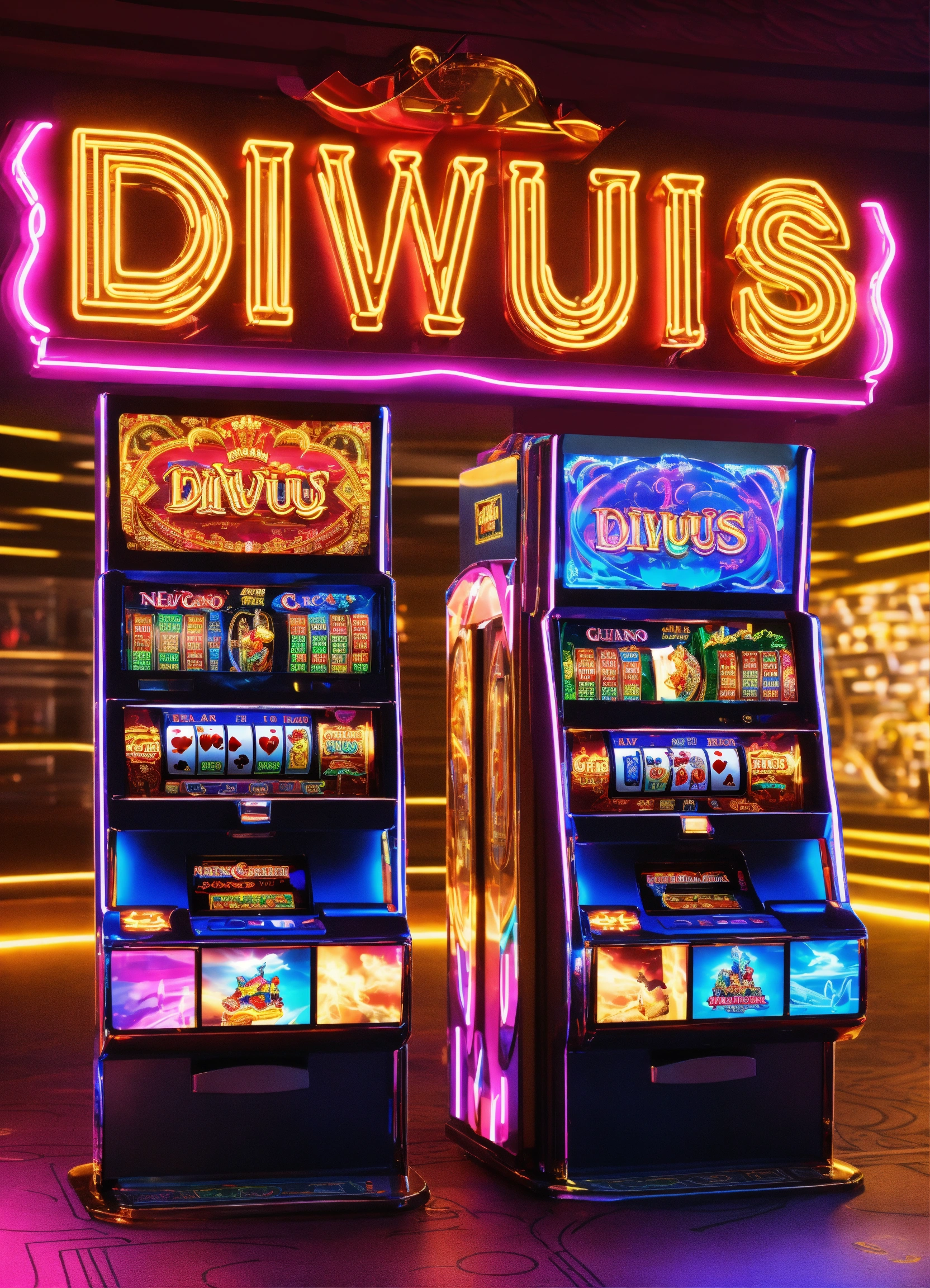 Lexica - 3D REAL DIVUS GUAN casino slot machine in the gambling 8k neon  lighting