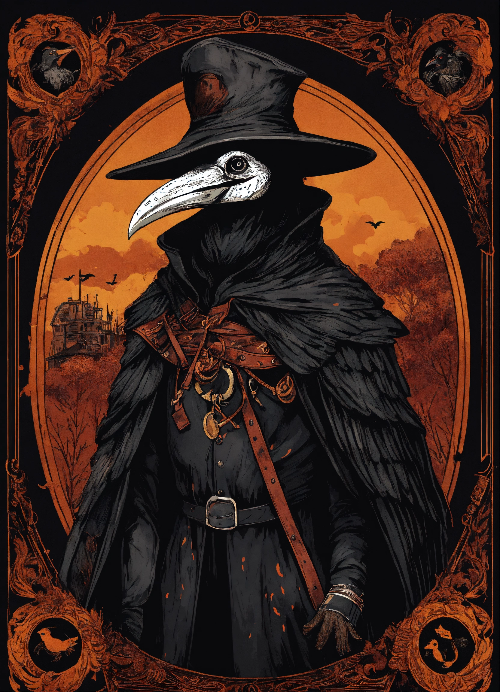 Lexica - AN ILLUSTRATION OF A BLACK PLAGUE DOCTOR ON A BLACK BACKGROUND ...