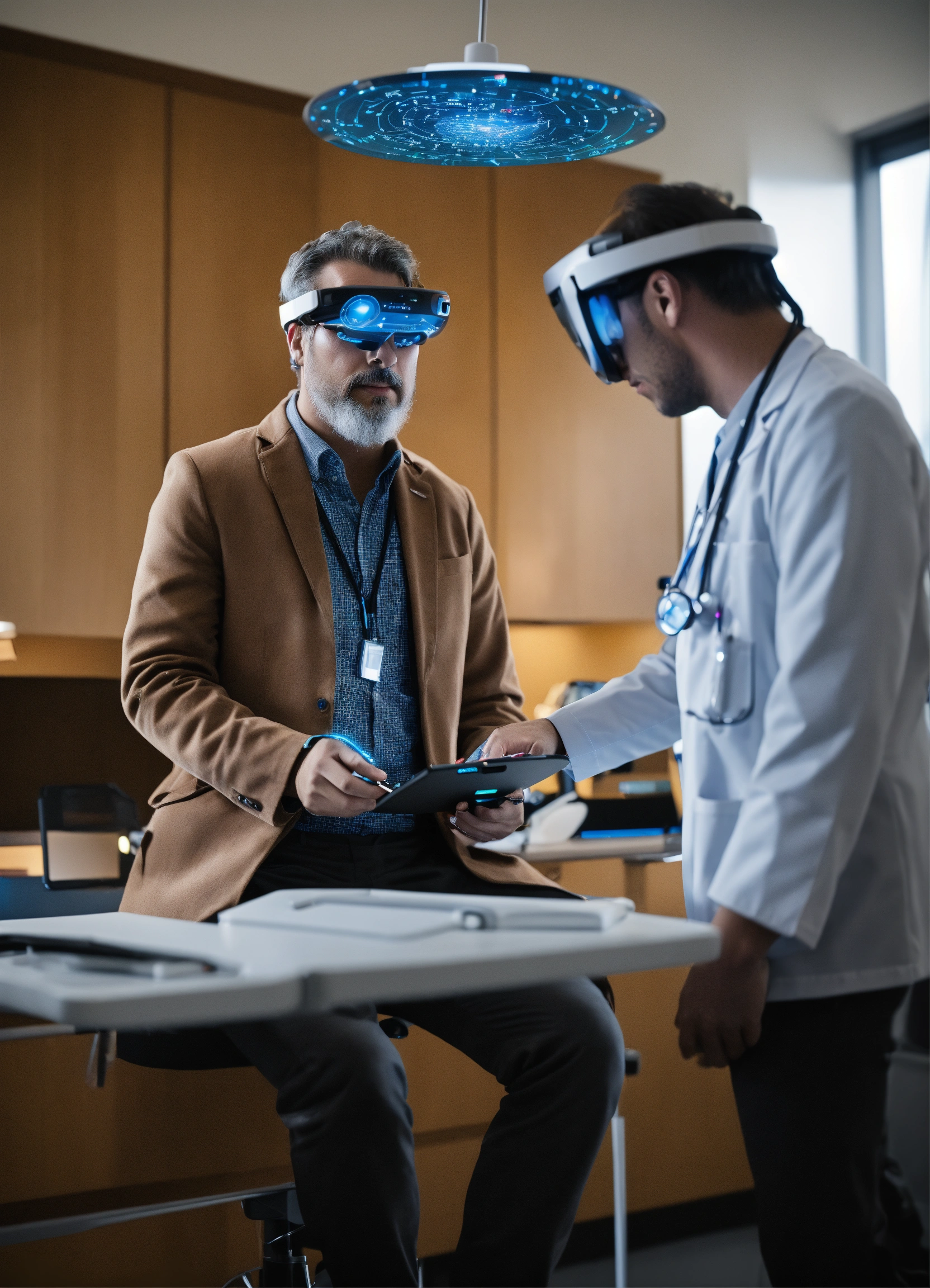 Lexica - A doctor examines a patient in his office with an Hololens. He ...