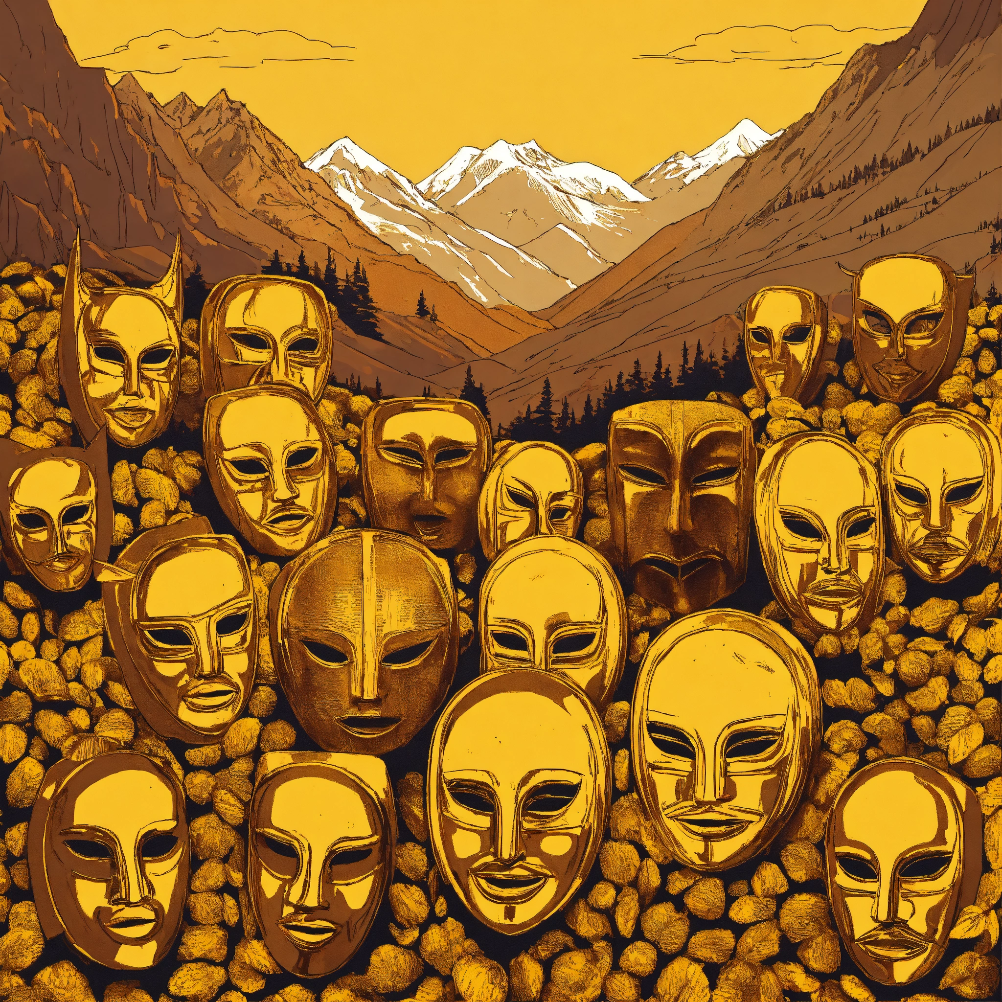 Lexica - A lot of masks with different emotions, take off the mask, get ...