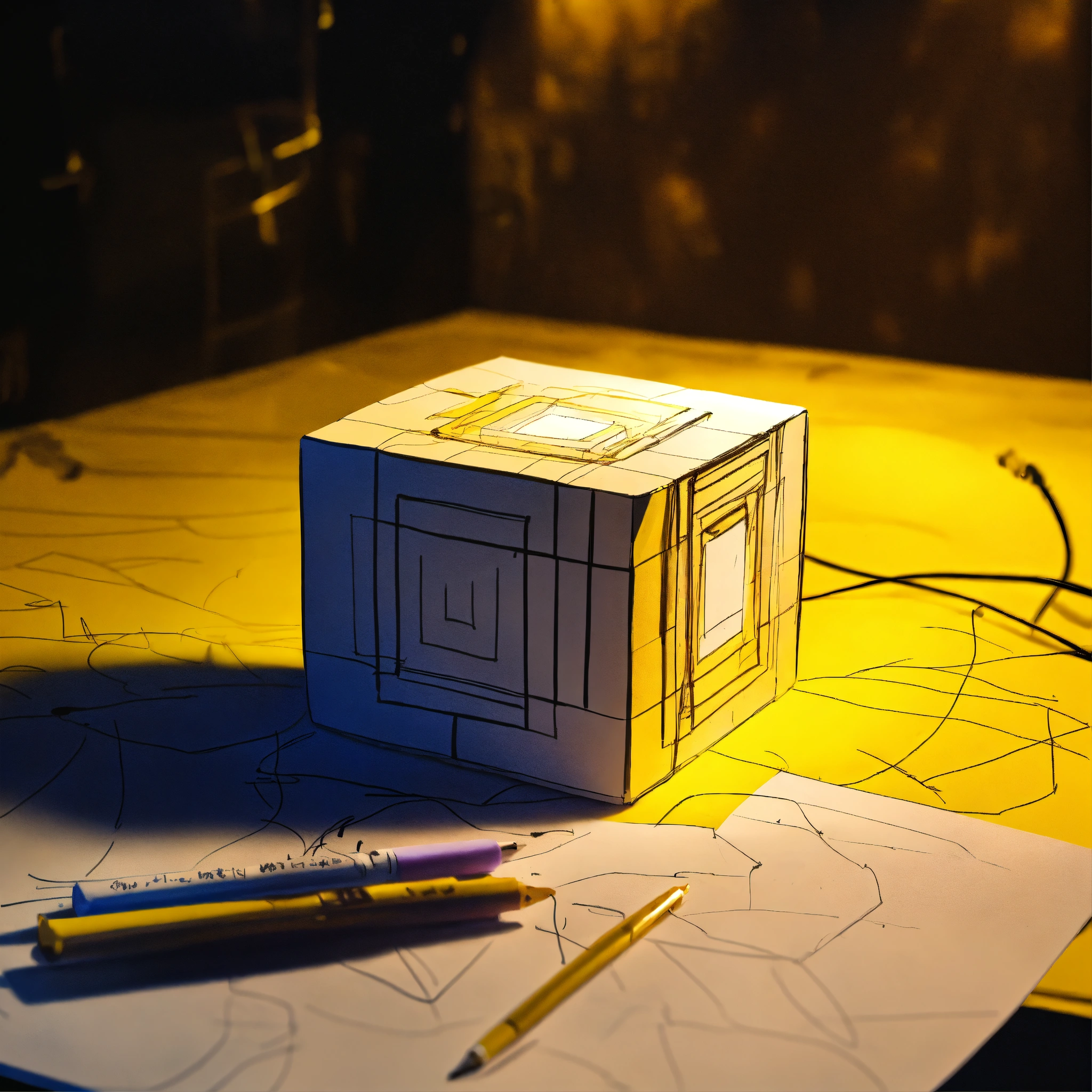 Lexica - Cube drawings, technology, paper, drawing, drawing supplies ...