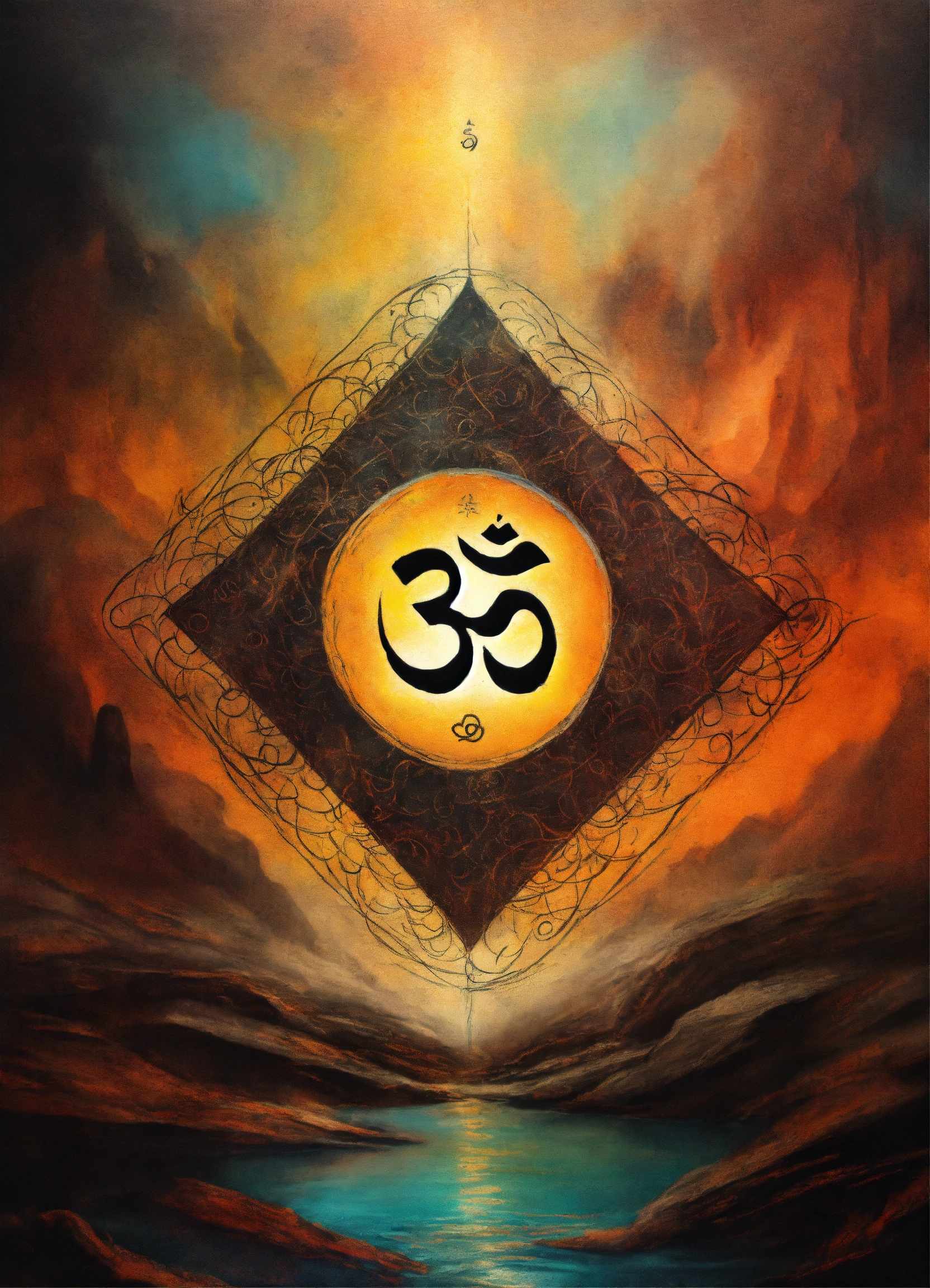 Lexica - Abstract charcoal drawing of om symbol in a mysterious and ...