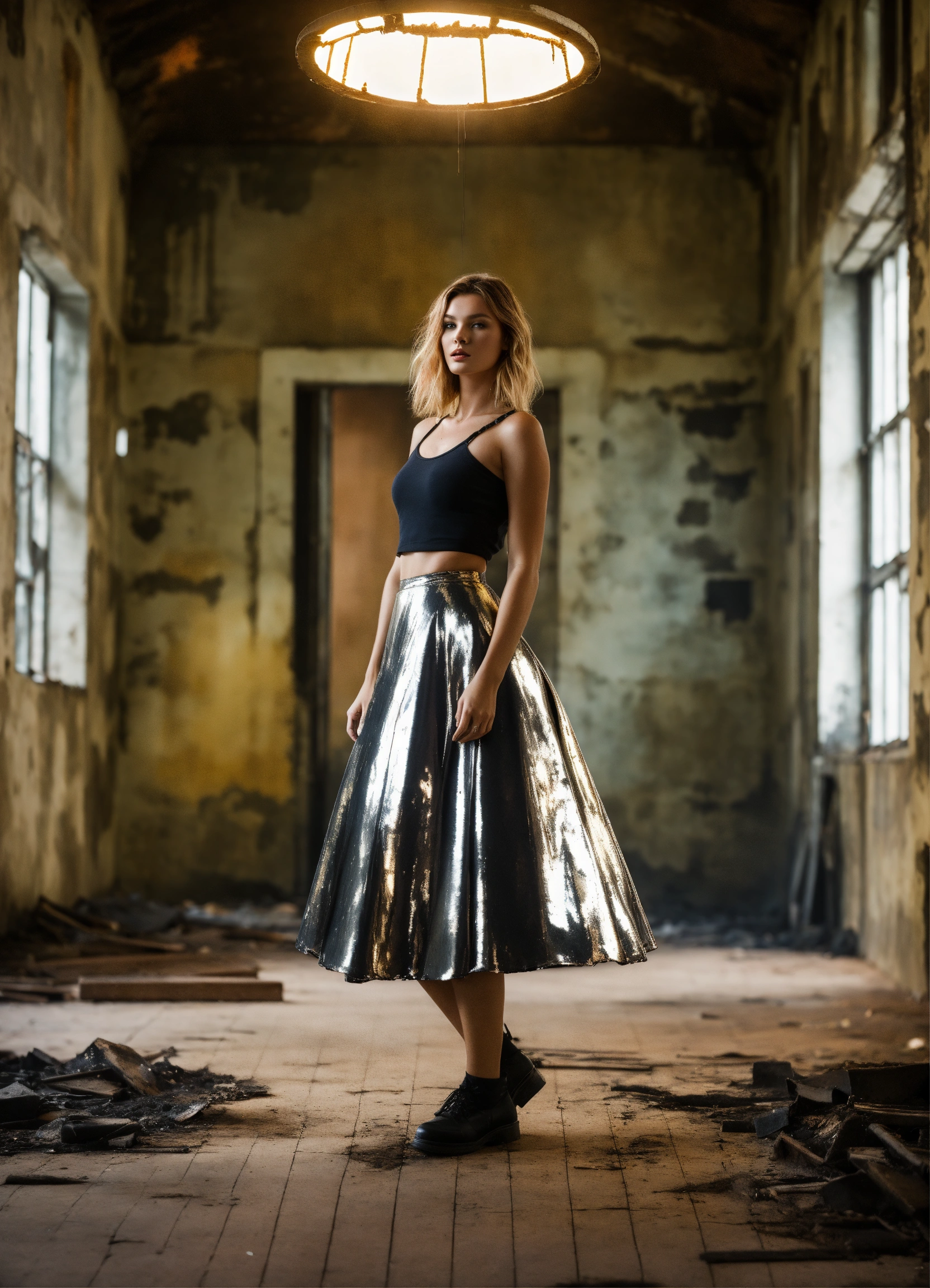 Lexica - Half-Russian, Half-German supermodel, in metallic skirt, in a ...