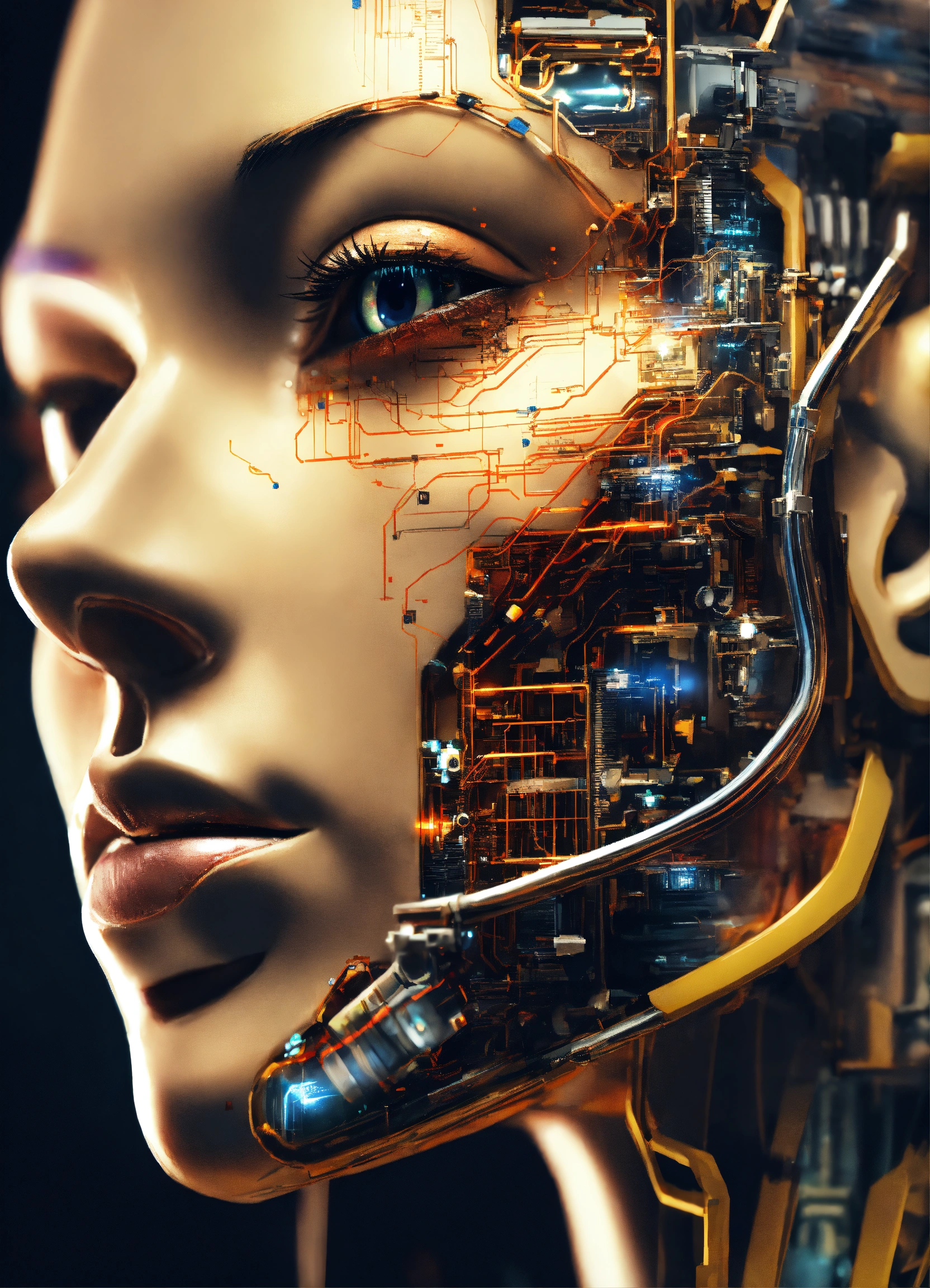 Lexica - Close up of an Android face being programmed with quantum ...