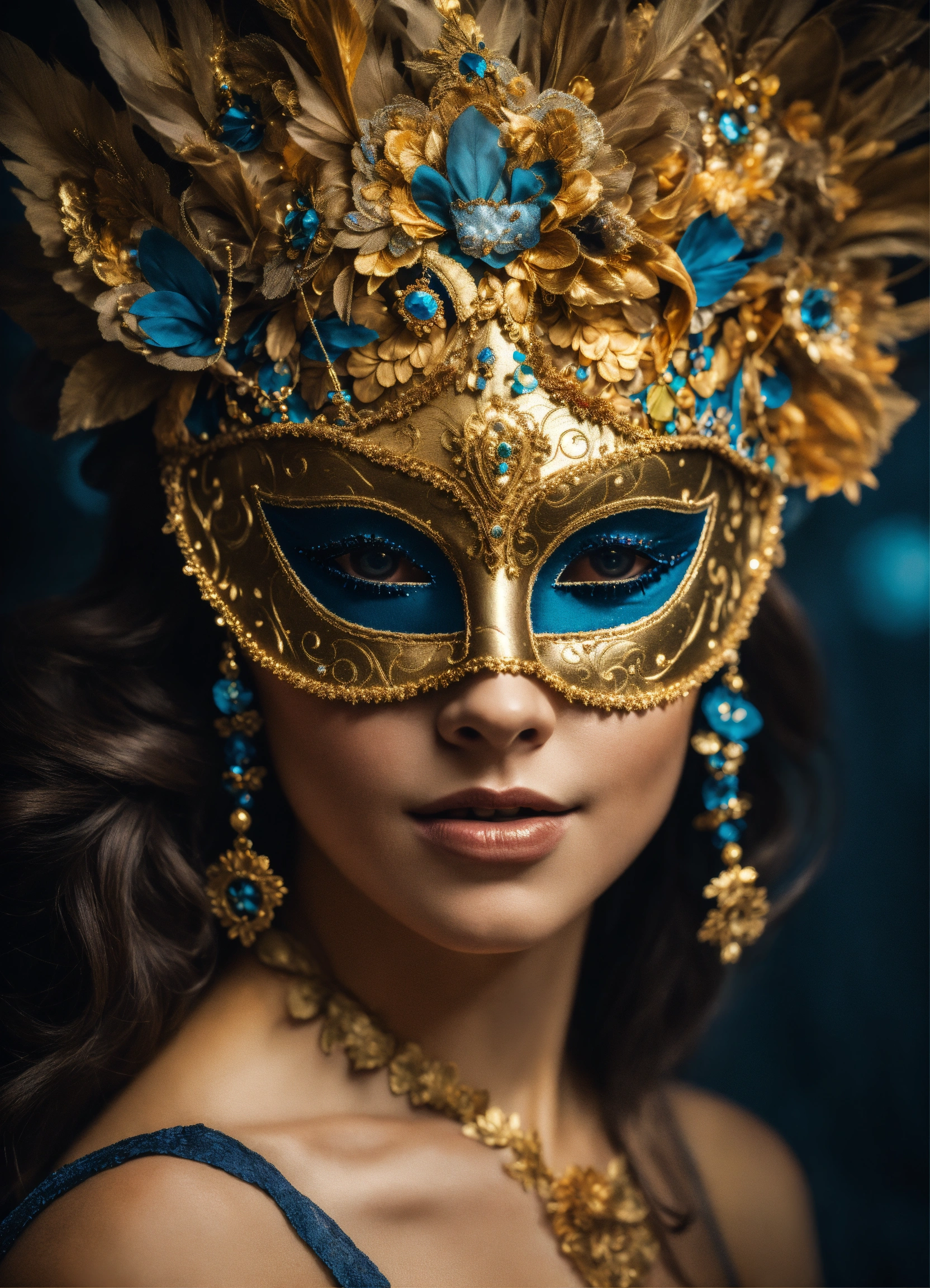 Lexica - Portrait of a woman in a richly decorated masquerade mask. the ...