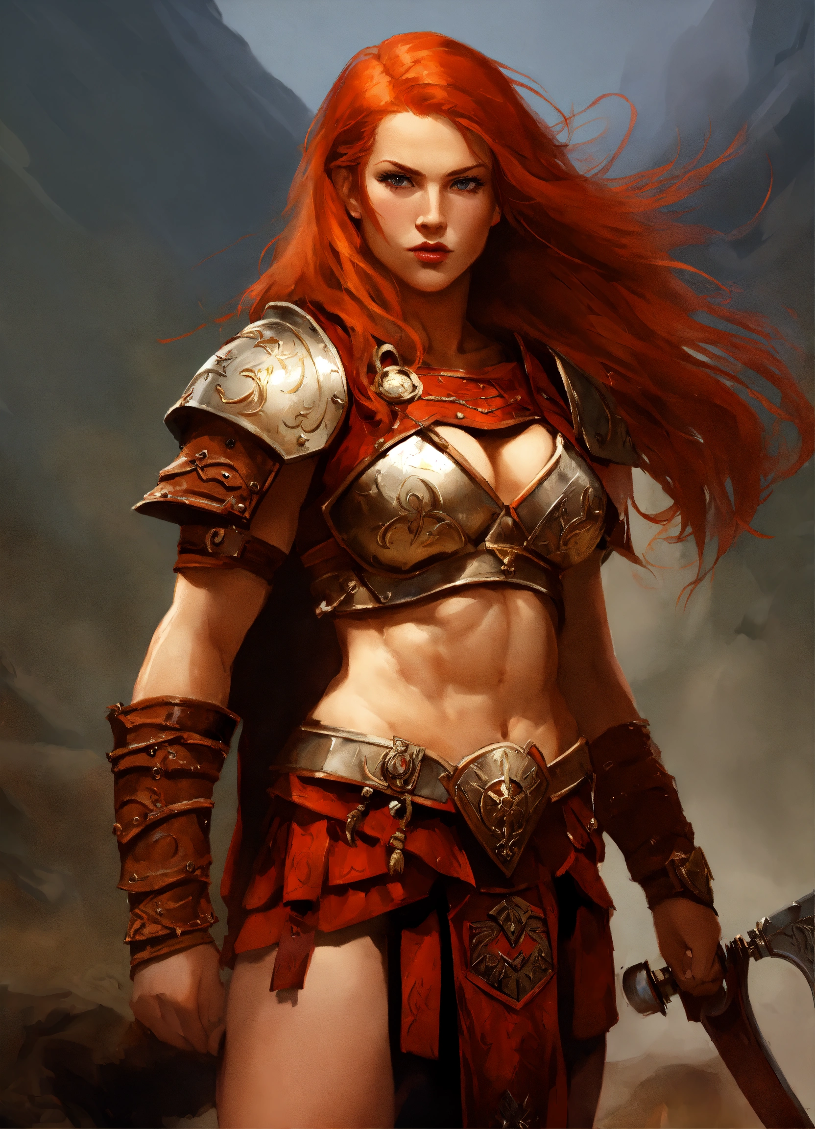 Lexica - Red head, female gladiator, warrior, tall, muscular, broad ...