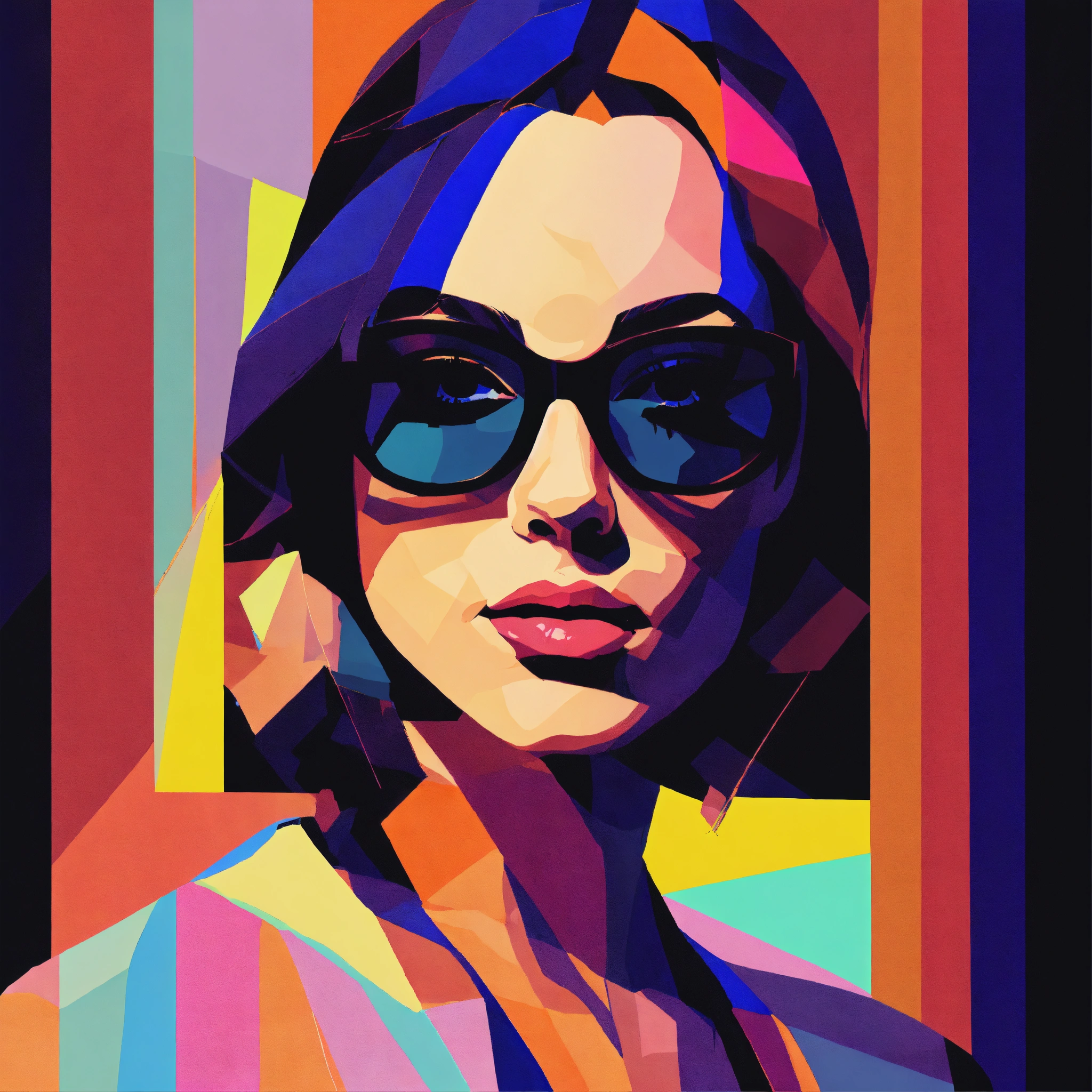 Lexica - Simplified abstract illustration of close up portrait of ...