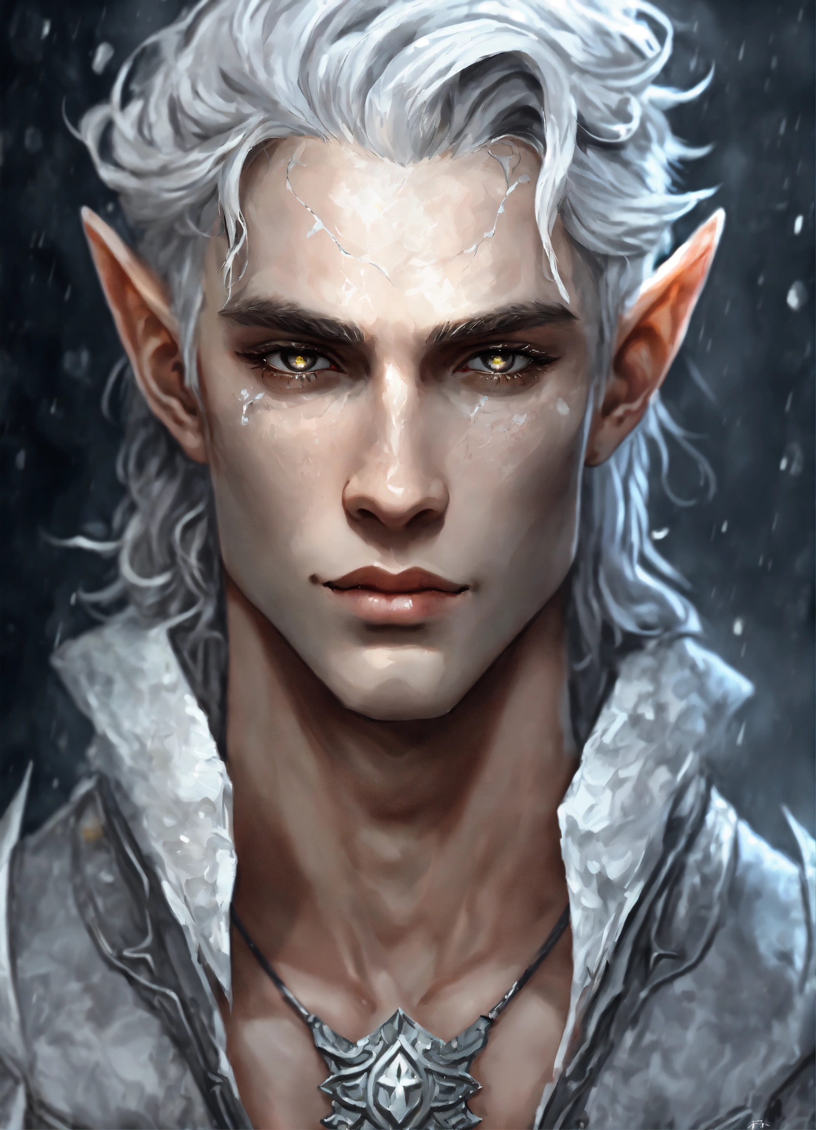 Lexica - Fantasy portrait of a ash-grey skinned elf, masculine ...